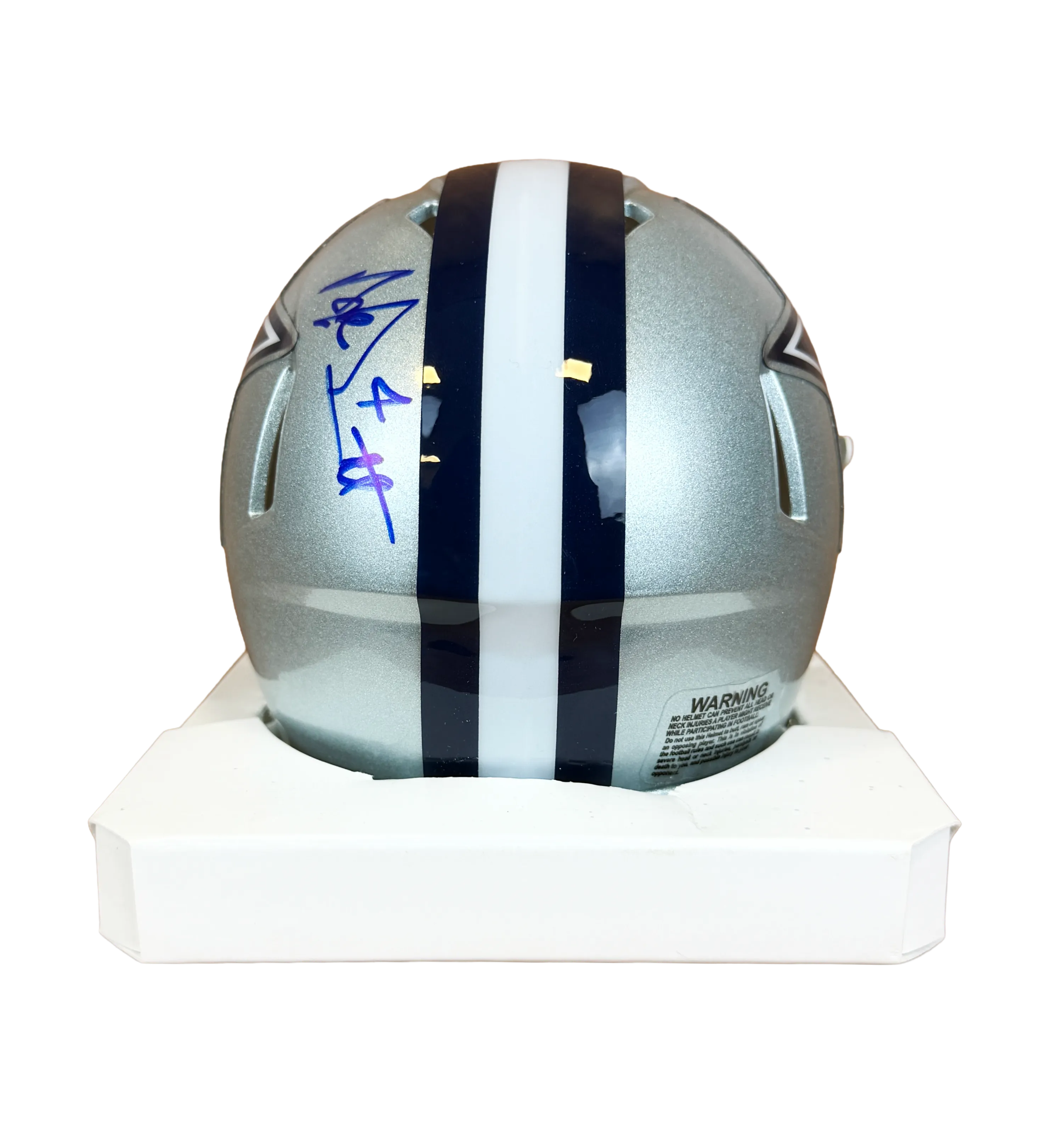 Mini Capacete Dallas Cowboys Dak Prescott Temporada 2024 2025 Autografado pelo Quarterback — imagem 5 de 5