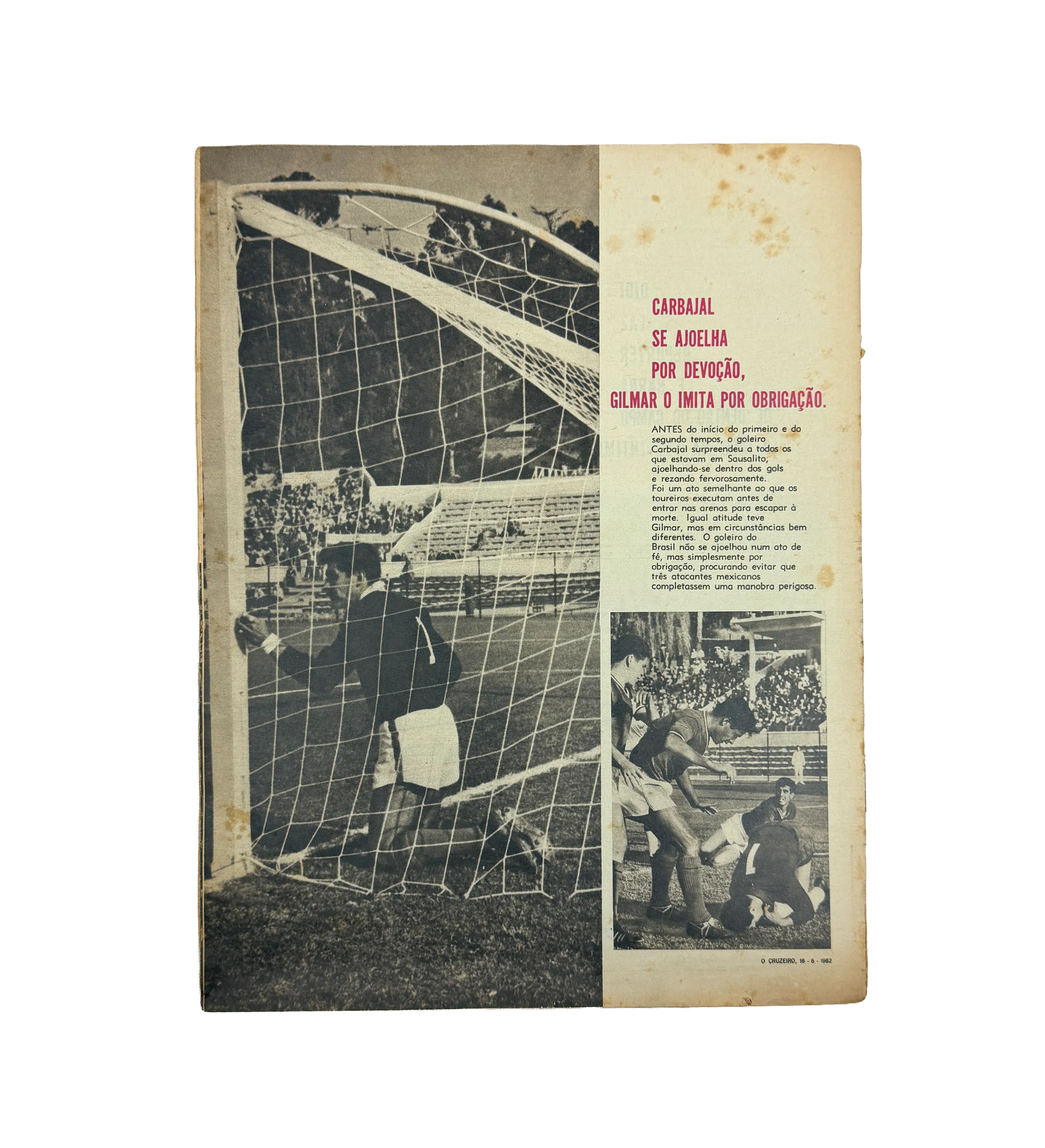 Encarte da Revista O Cruzeiro Copa do Mundo de 1962 Brasil x Tchecoslováquia 16/06/1962 Autografado por Pelé — imagem 2 de 3