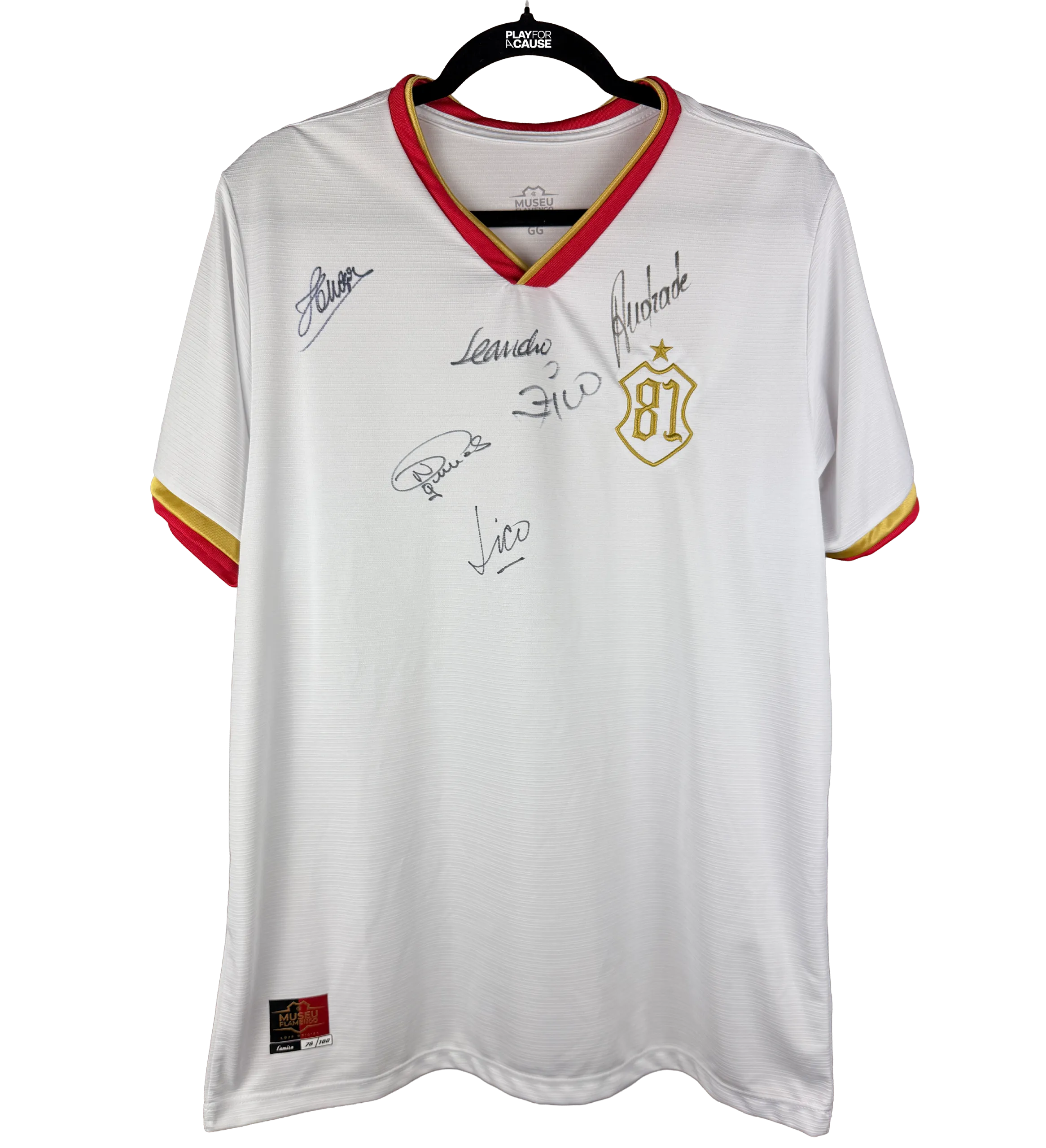 Camisa Museu do Flamengo 78/100 Homenagem a 1981 Autografada por Zico, Leandro, Andrade, Nunes, Lico e Mozer — imagem 1 de 7