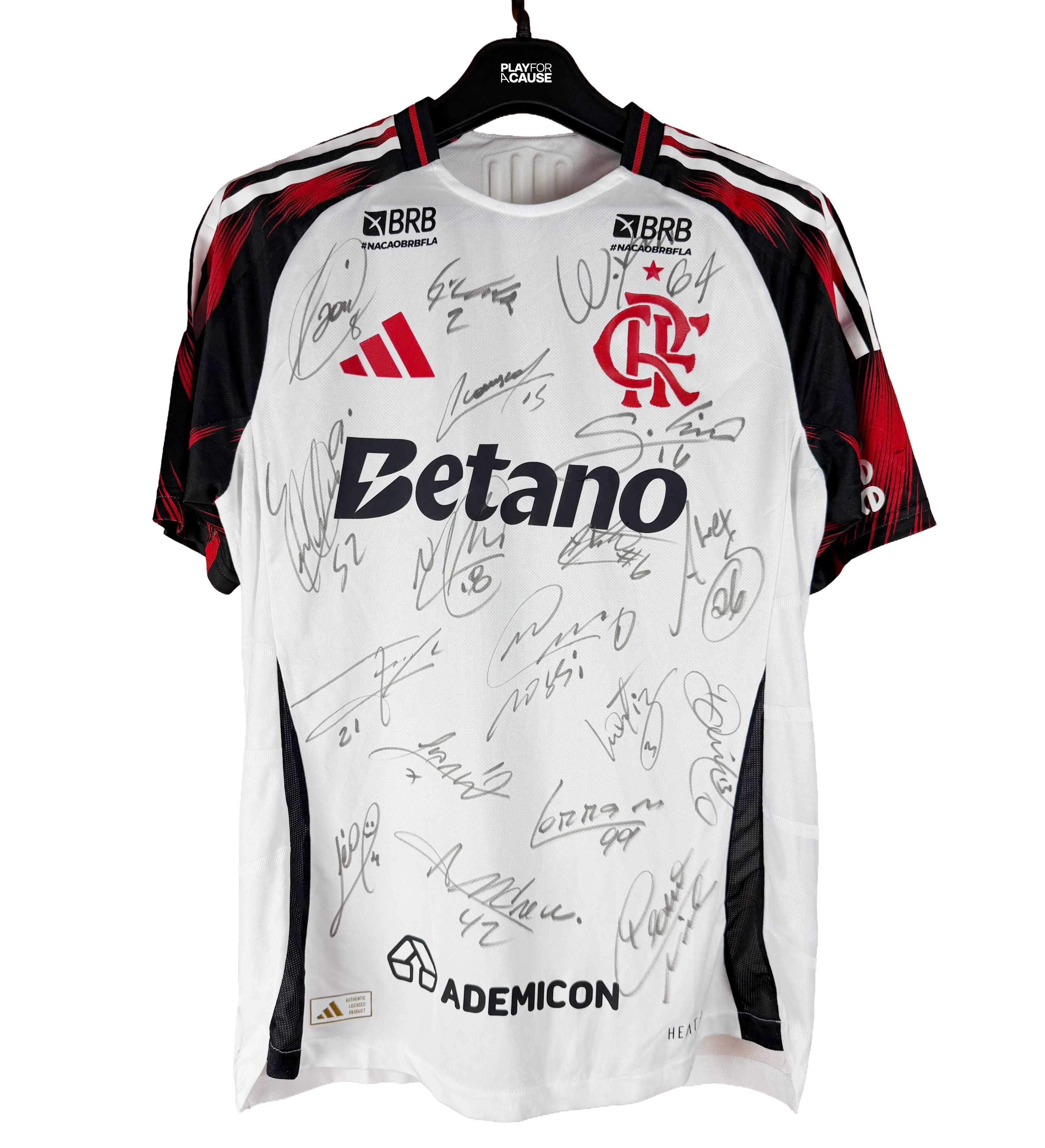 Flamengo Carrascal Jersey with Painted BRB Sponsor, Signed by the Squad — imagem 1 de 3