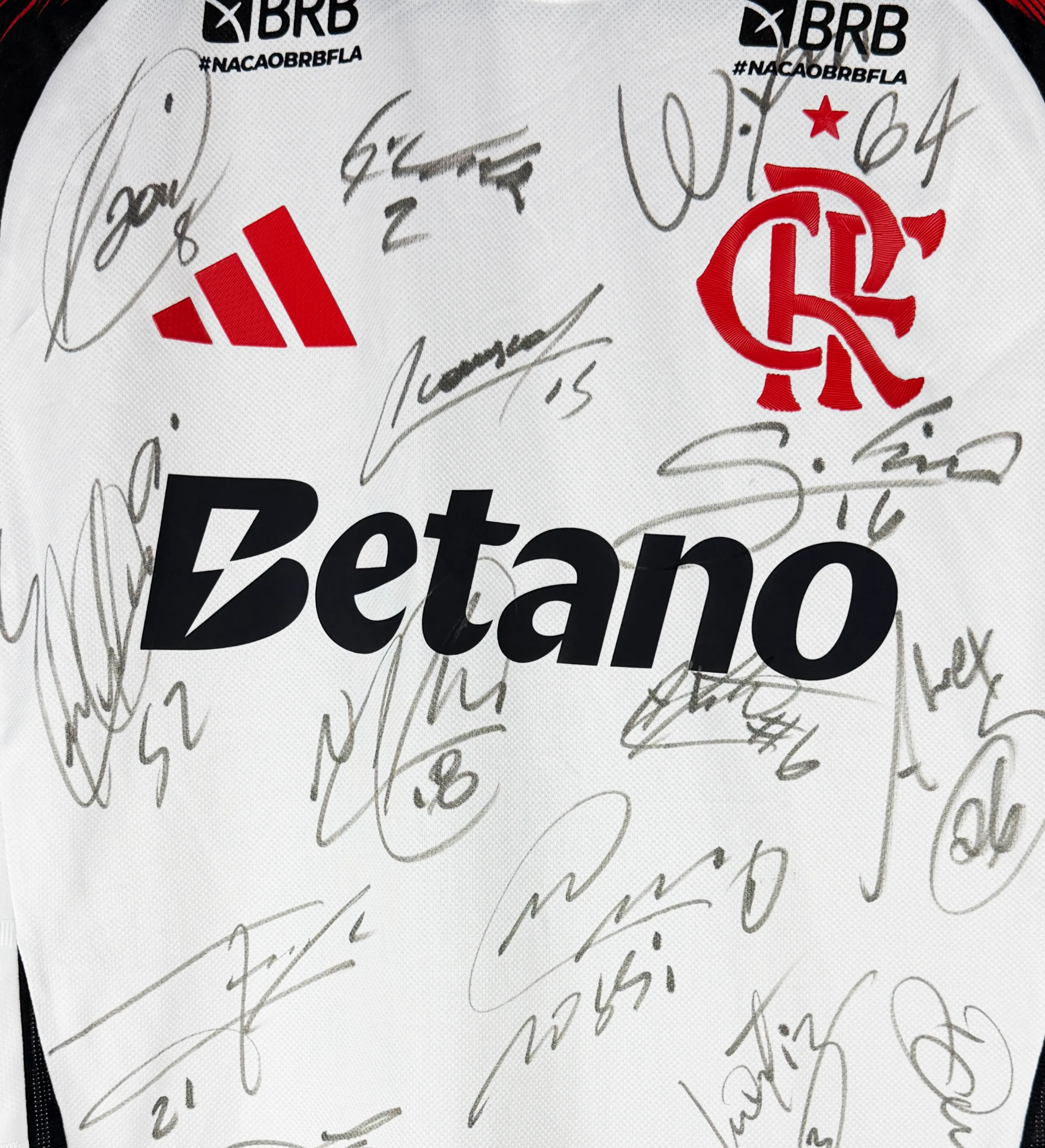 Flamengo Carrascal Jersey with Painted BRB Sponsor, Signed by the Squad — imagem 3 de 3