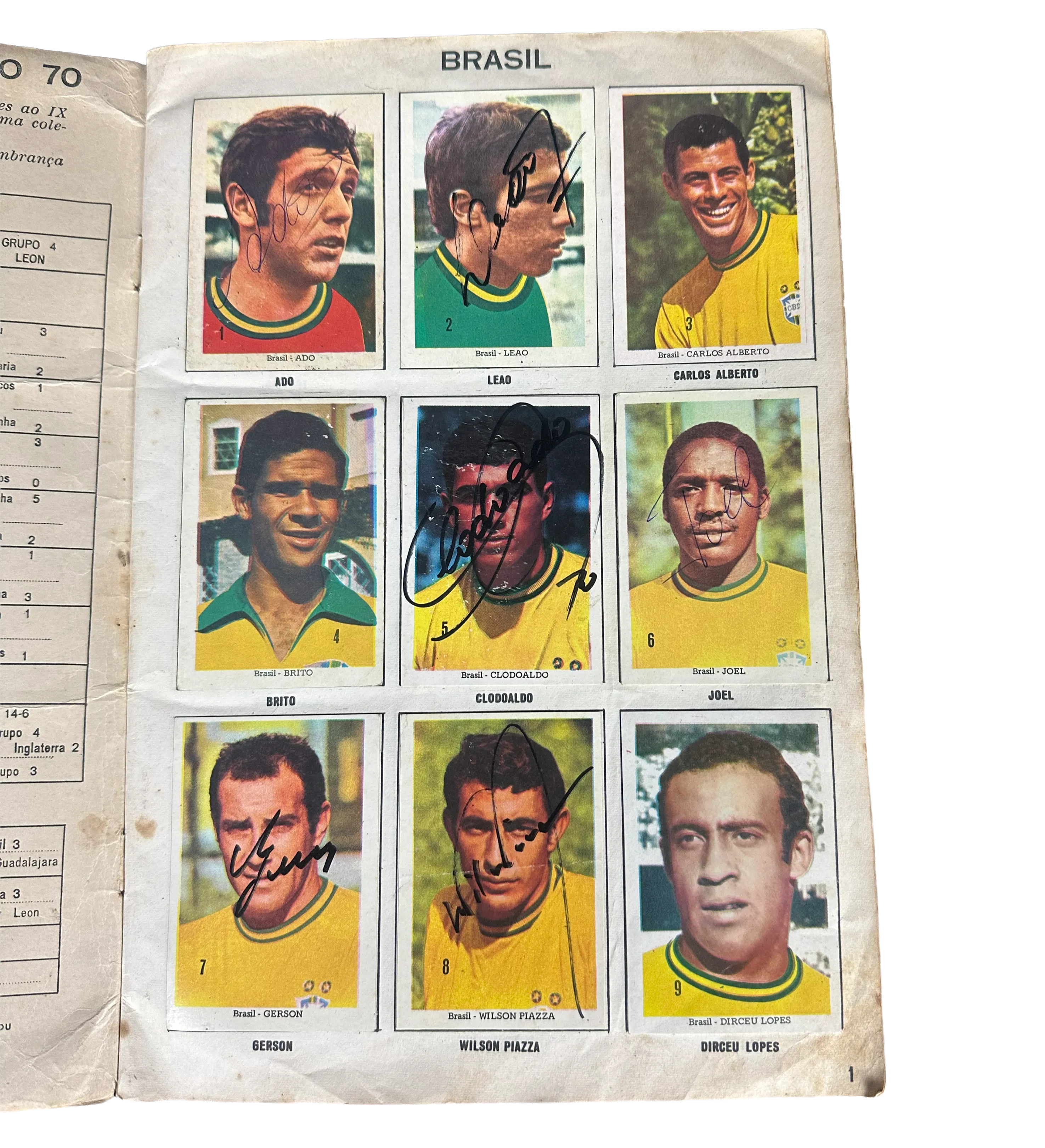 Official World Cup Album - Mexico 70 - Sadira Ed. - Autographed by the Three-Time World Champion Brazilian National Team - Including King Pele / PC Caju / Jairzinho / Rivellino / Tostao / Gerson / Leao among others — imagem 4 de 6