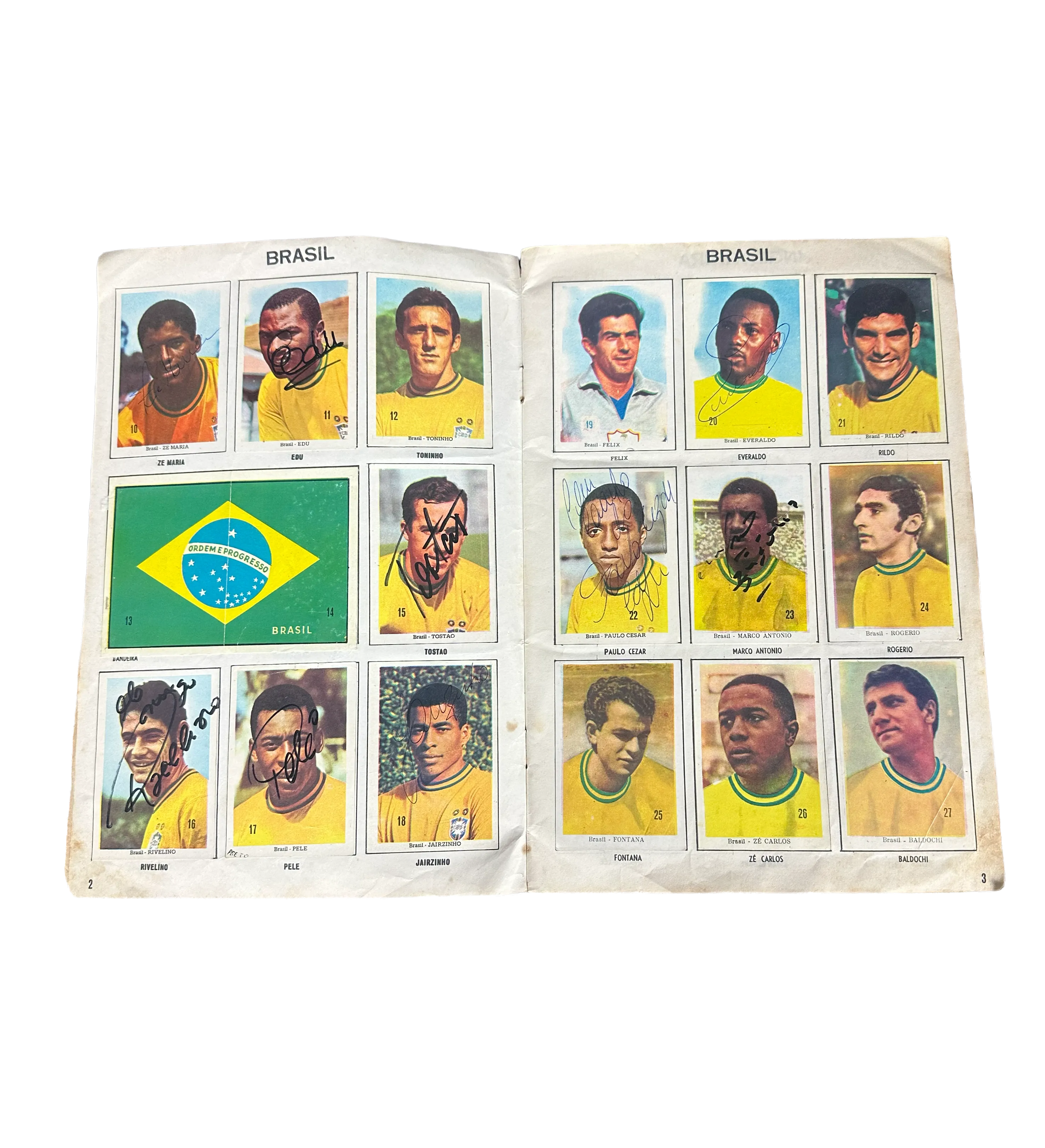 Official World Cup Album - Mexico 70 - Sadira Ed. - Autographed by the Three-Time World Champion Brazilian National Team - Including King Pele / PC Caju / Jairzinho / Rivellino / Tostao / Gerson / Leao among others — imagem 5 de 6