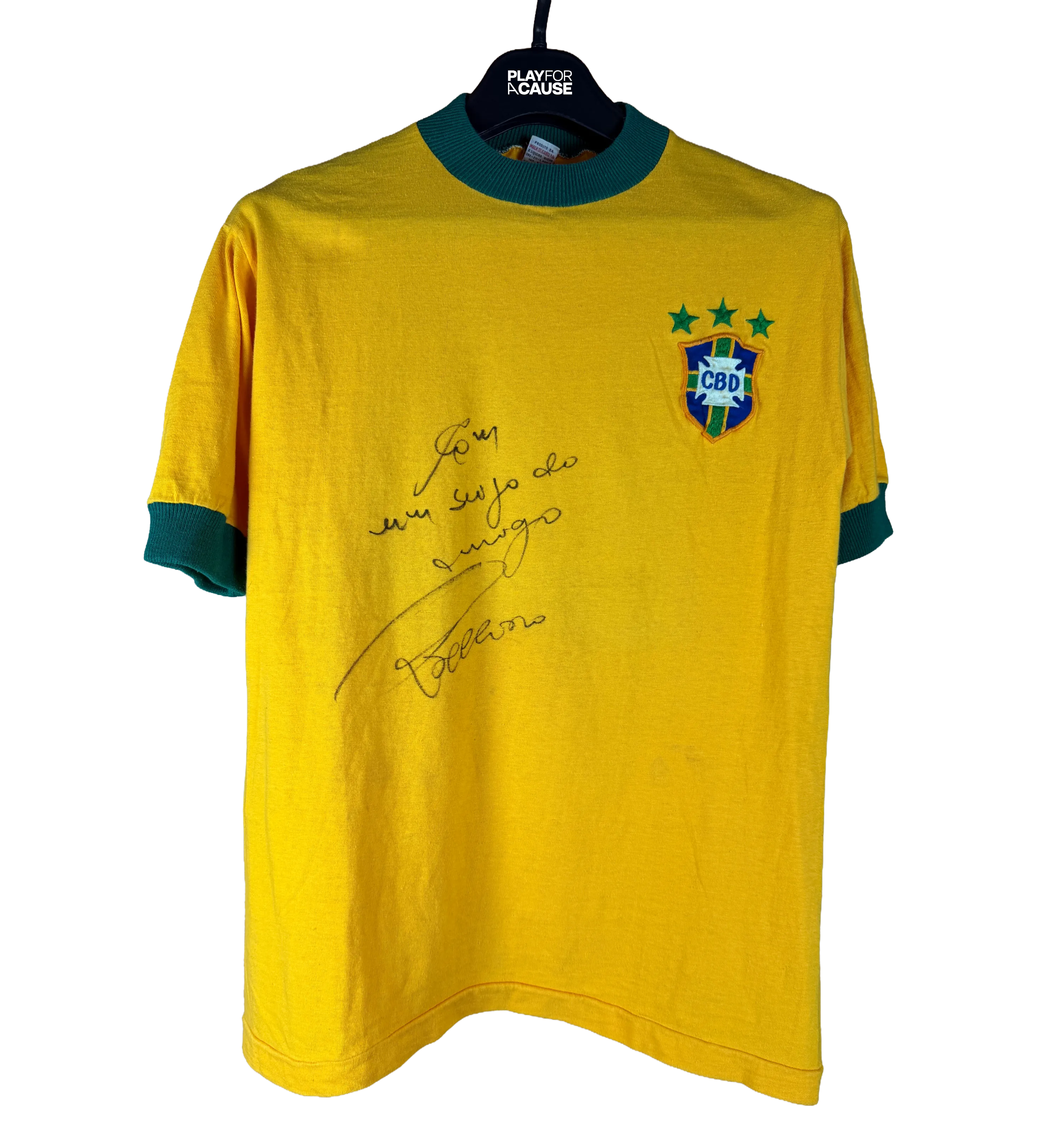 1974 Athleta Brazil National Team Jersey Signed by Idol Roberto Rivellino — imagem 2 de 5