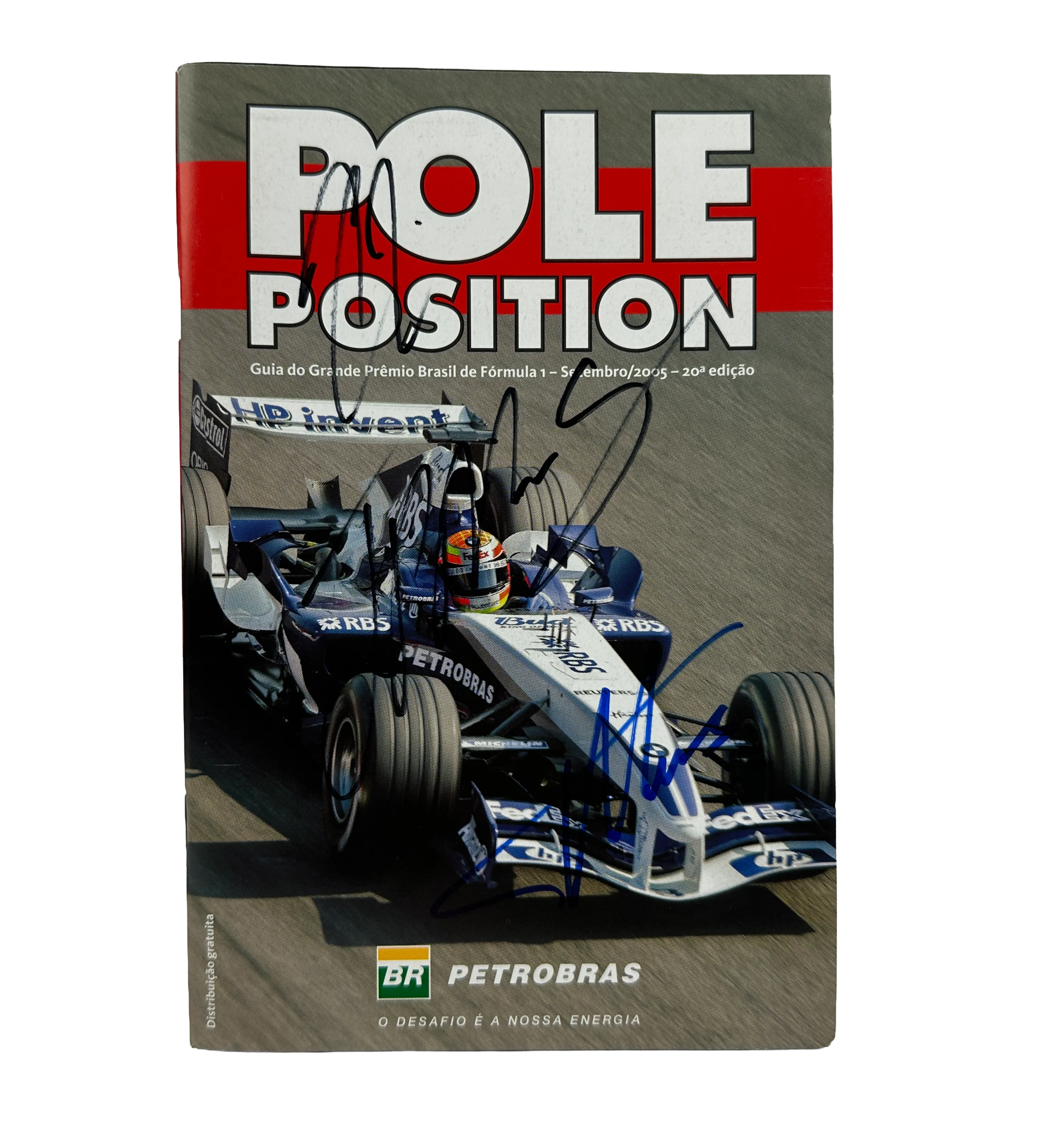 Guía Oficial Pole Position del GP de Brasil de Fórmula 1 de 2005 Firmada por Juan Pablo Montoya, Kimi Räikkönen y Fernando Alonso — imagem 1 de 2