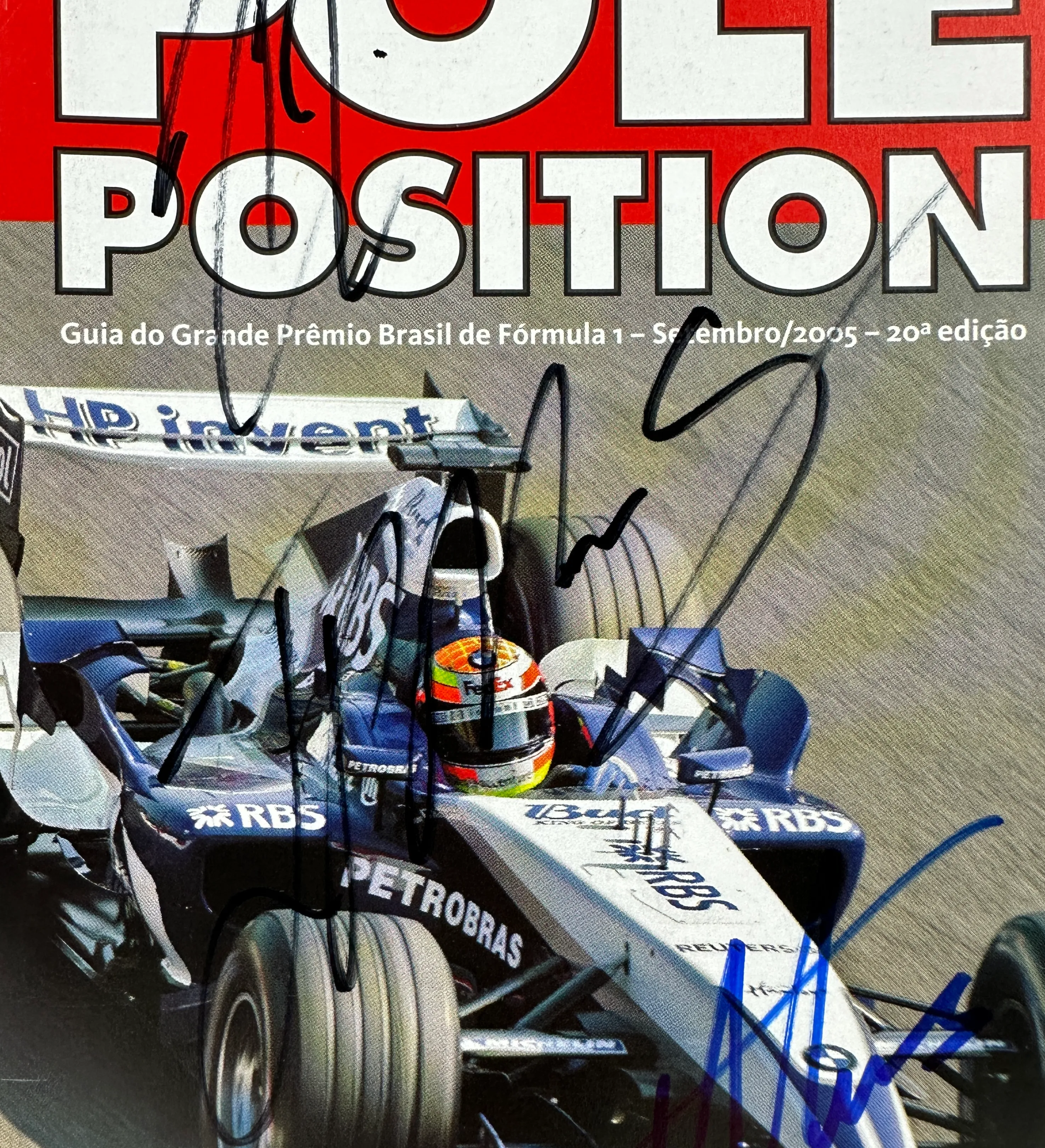 Guía Oficial Pole Position del GP de Brasil de Fórmula 1 de 2005 Firmada por Juan Pablo Montoya, Kimi Räikkönen y Fernando Alonso — imagem 2 de 2