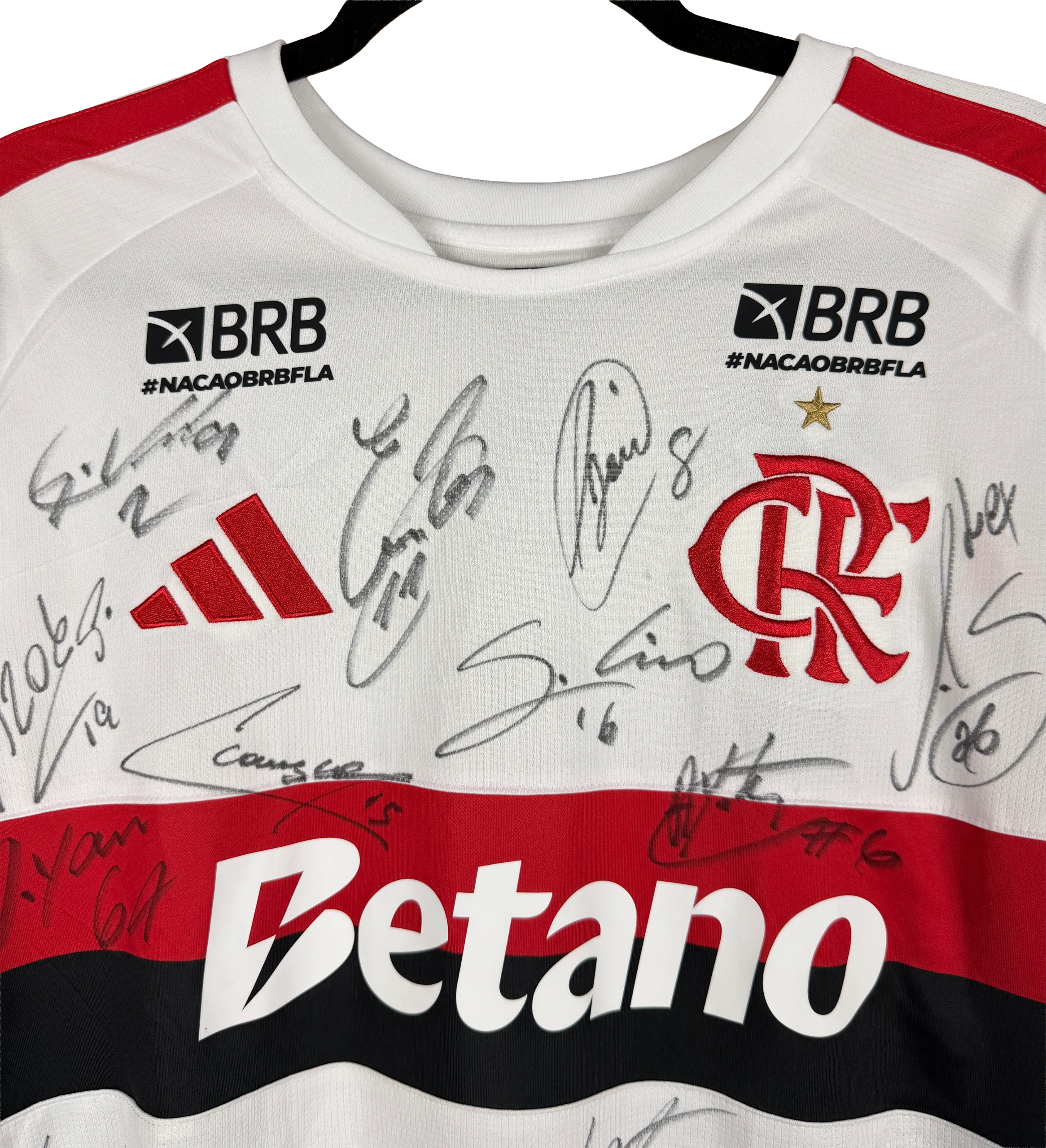Flamengo 2026 Away Jersey Fan Version Erick Pulgar Autographed by the Squad — imagem 5 de 8