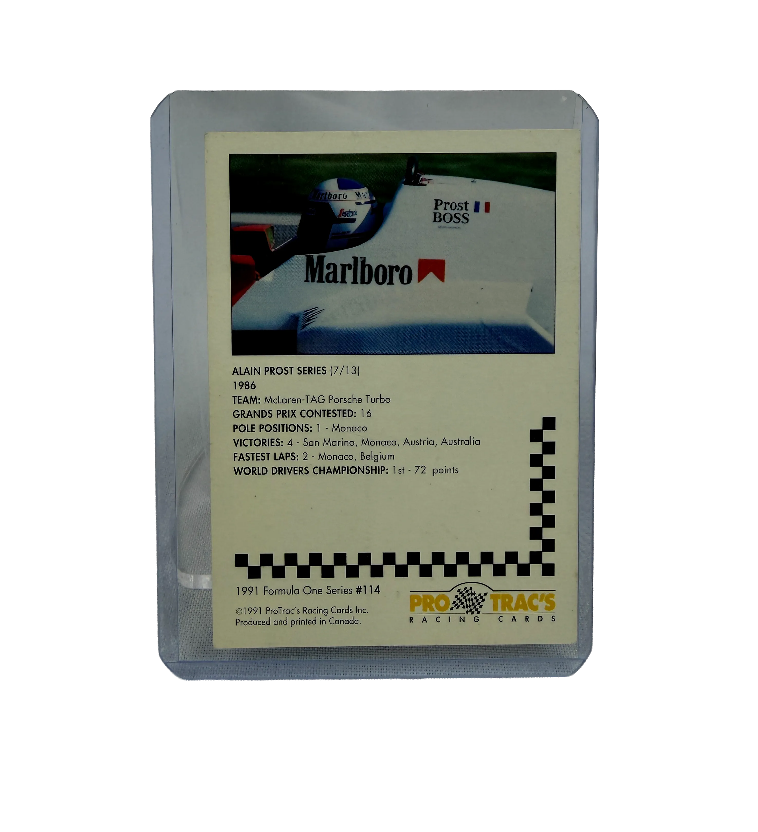 Card ProTrac's - Alain Prost - #114 Marlboro — imagem 2 de 2
