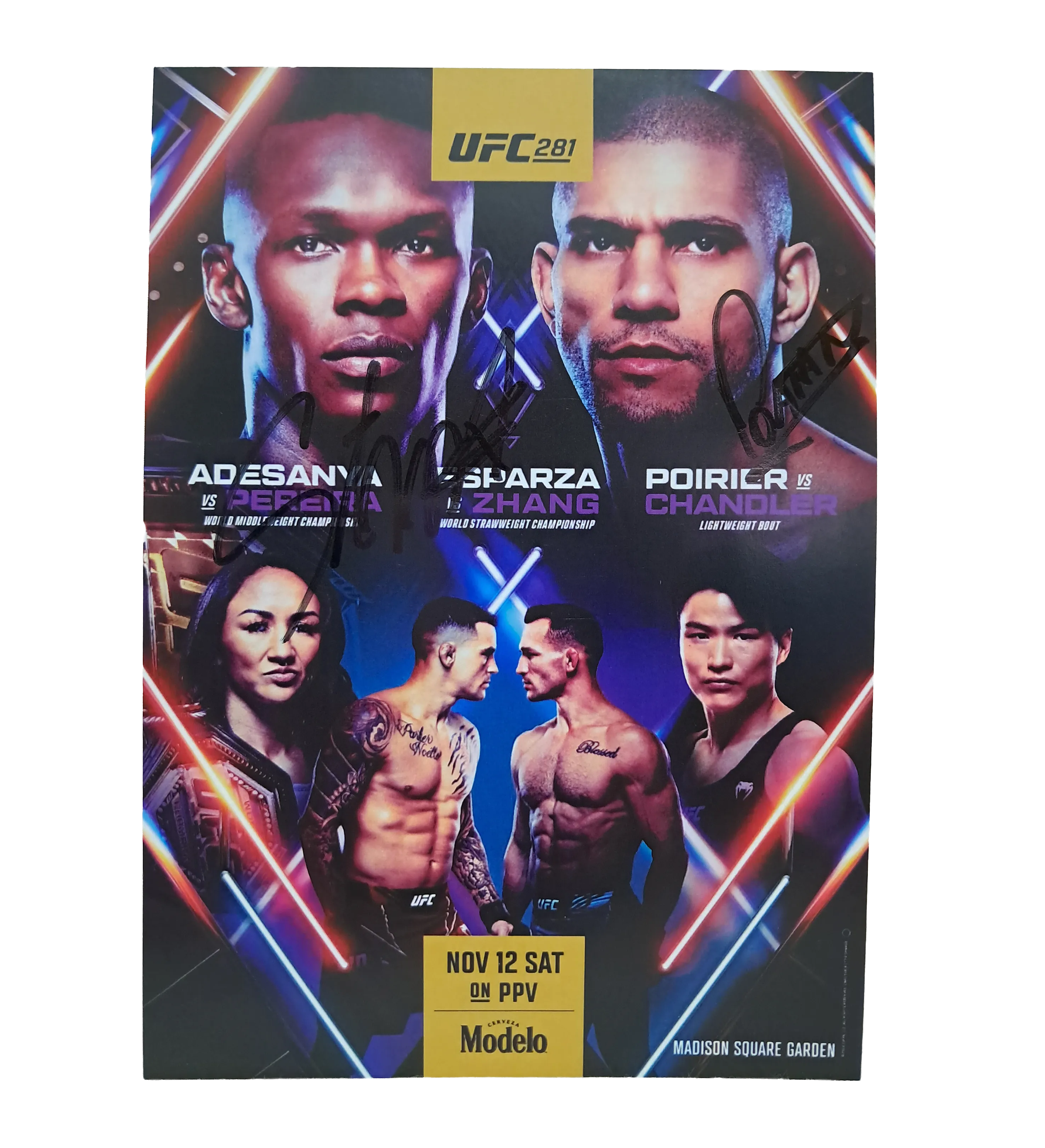 UFC 281 Adesanya vs. Poatan Mini Poster Signed by the Fighters — imagem 1 de 1