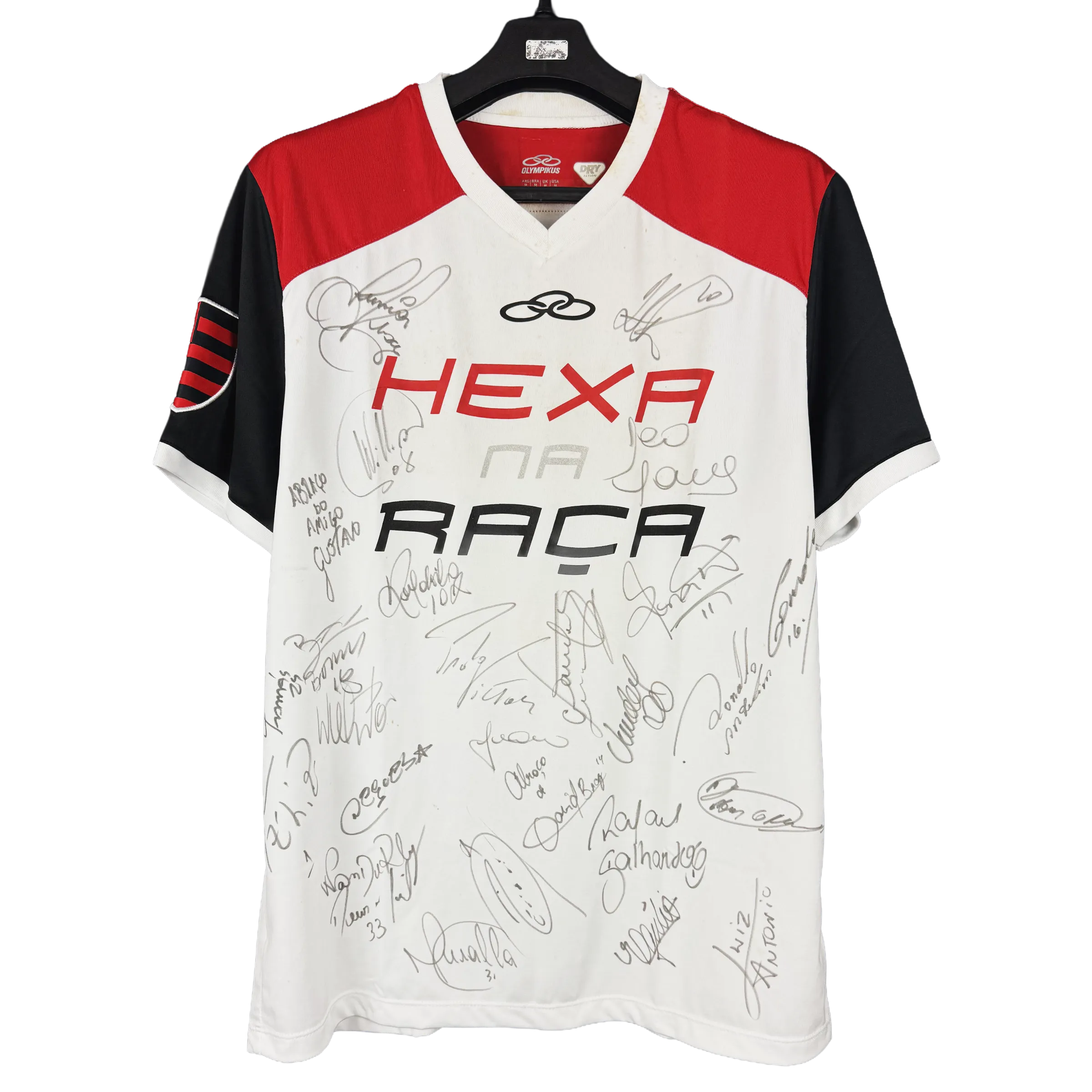 Clube de Regatas do Flamengo Jersey – "Hexa na Raça" – 2009 Brazilian Championship Commemorative Edition – Signed by Ronaldinho Gaúcho and the 2010 Squad — imagem 1 de 5