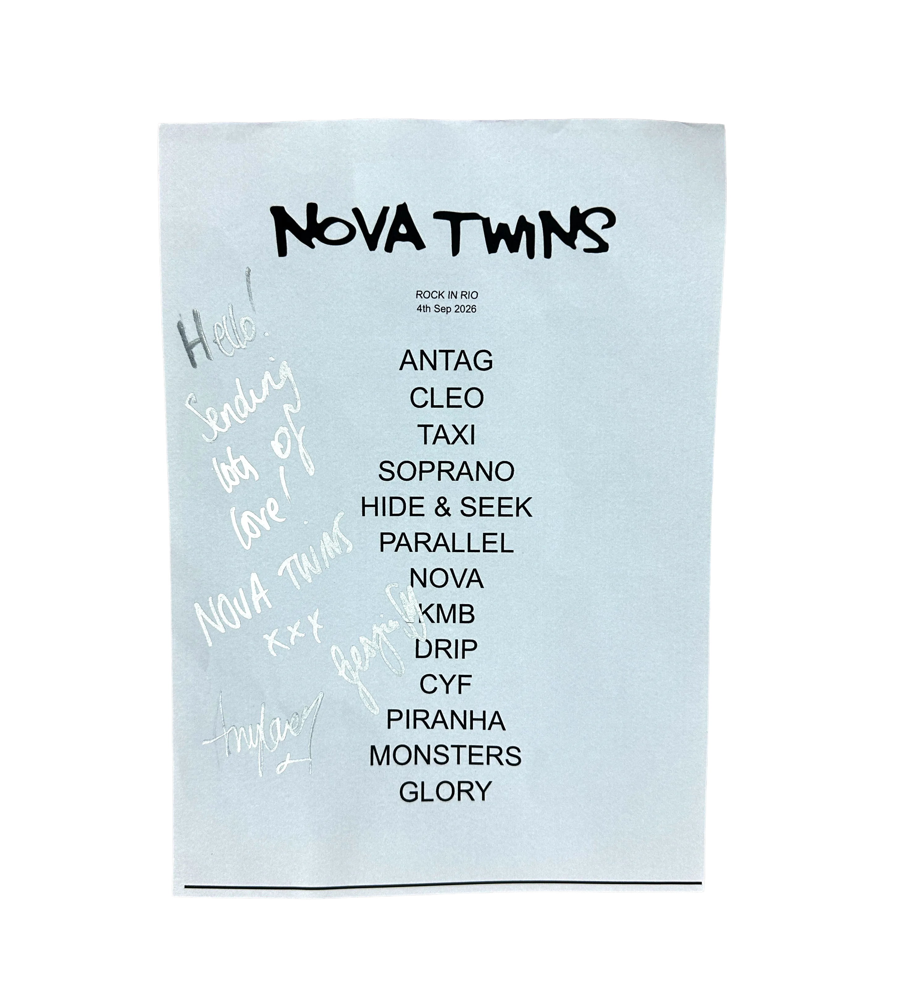 Nova Twins Signed Kit with Setlist + T-Shirt – Rock in Rio — imagem 3 de 5