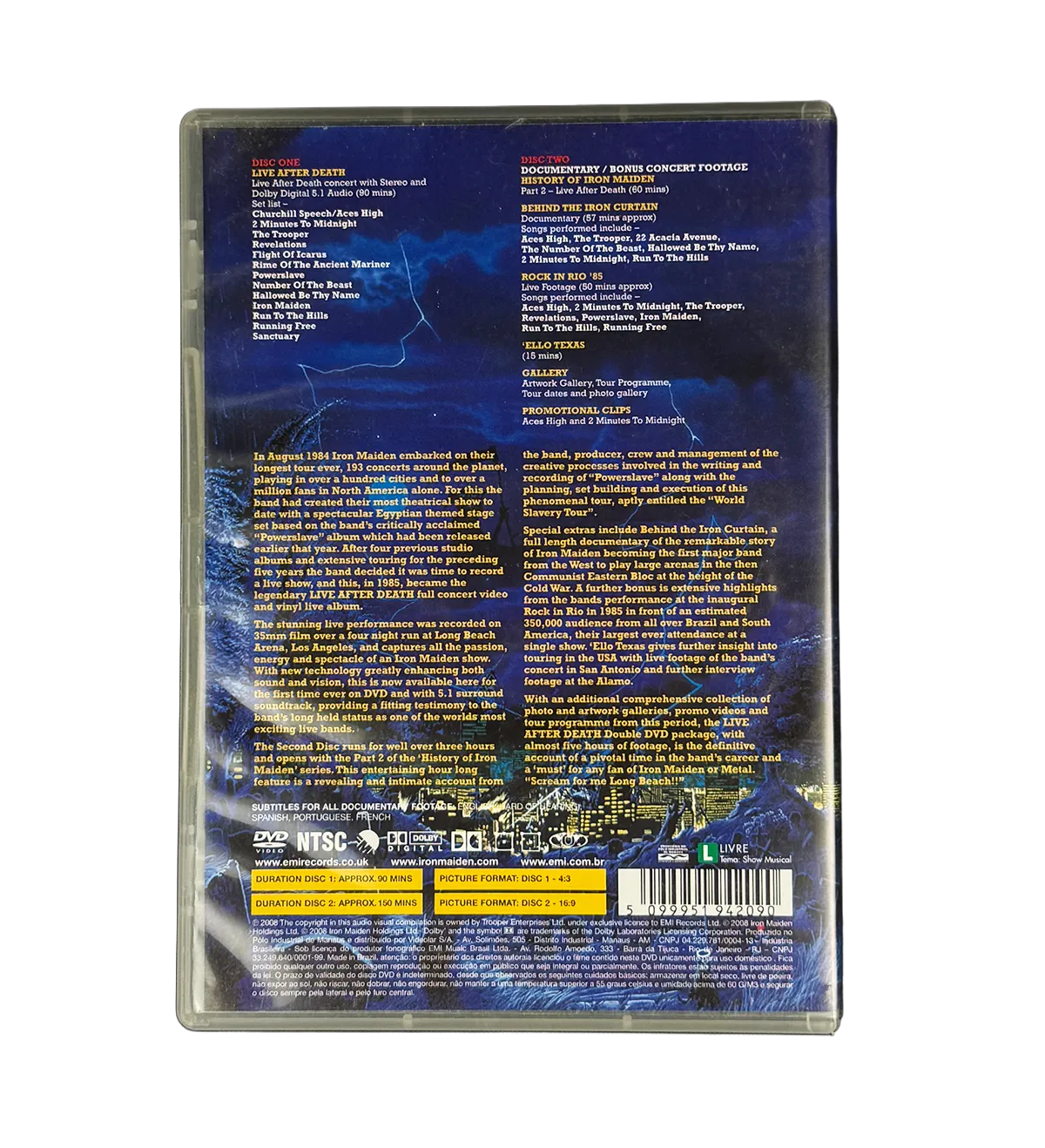 Double DVD – Iron Maiden – Live After Death – 2008 – Signed by Steve Harris and Nicko McBrain – 2011 Tour in Curitiba – Includes Authenticity Photo with the Musicians — imagem 2 de 2