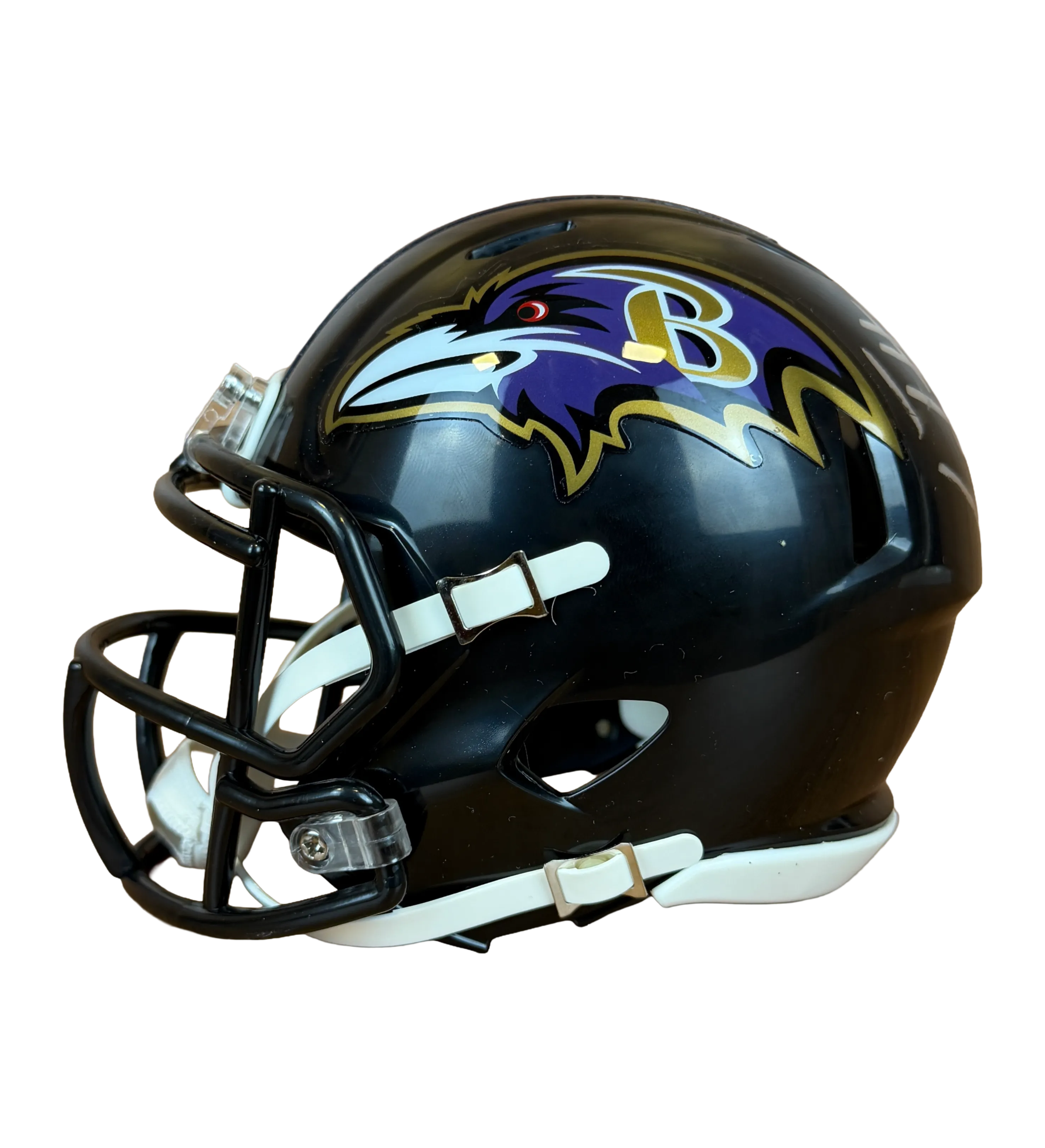 Mini Capacete Baltimore Ravens Lamar Jackson Temporada 2024 2025 Autografada pelo Quarterback  — imagem 2 de 4