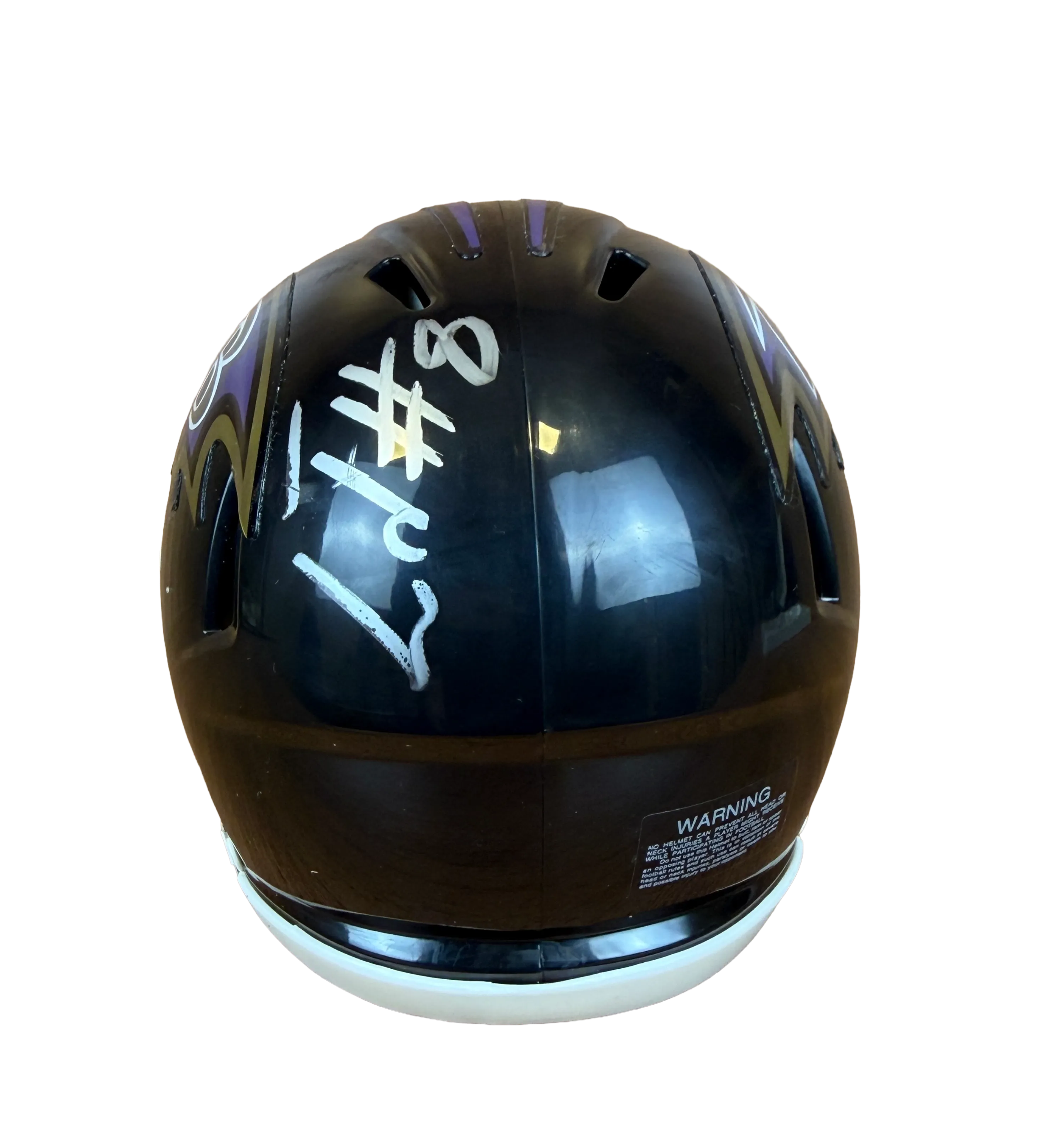 Mini Capacete Baltimore Ravens Lamar Jackson Temporada 2024 2025 Autografada pelo Quarterback  — imagem 3 de 4