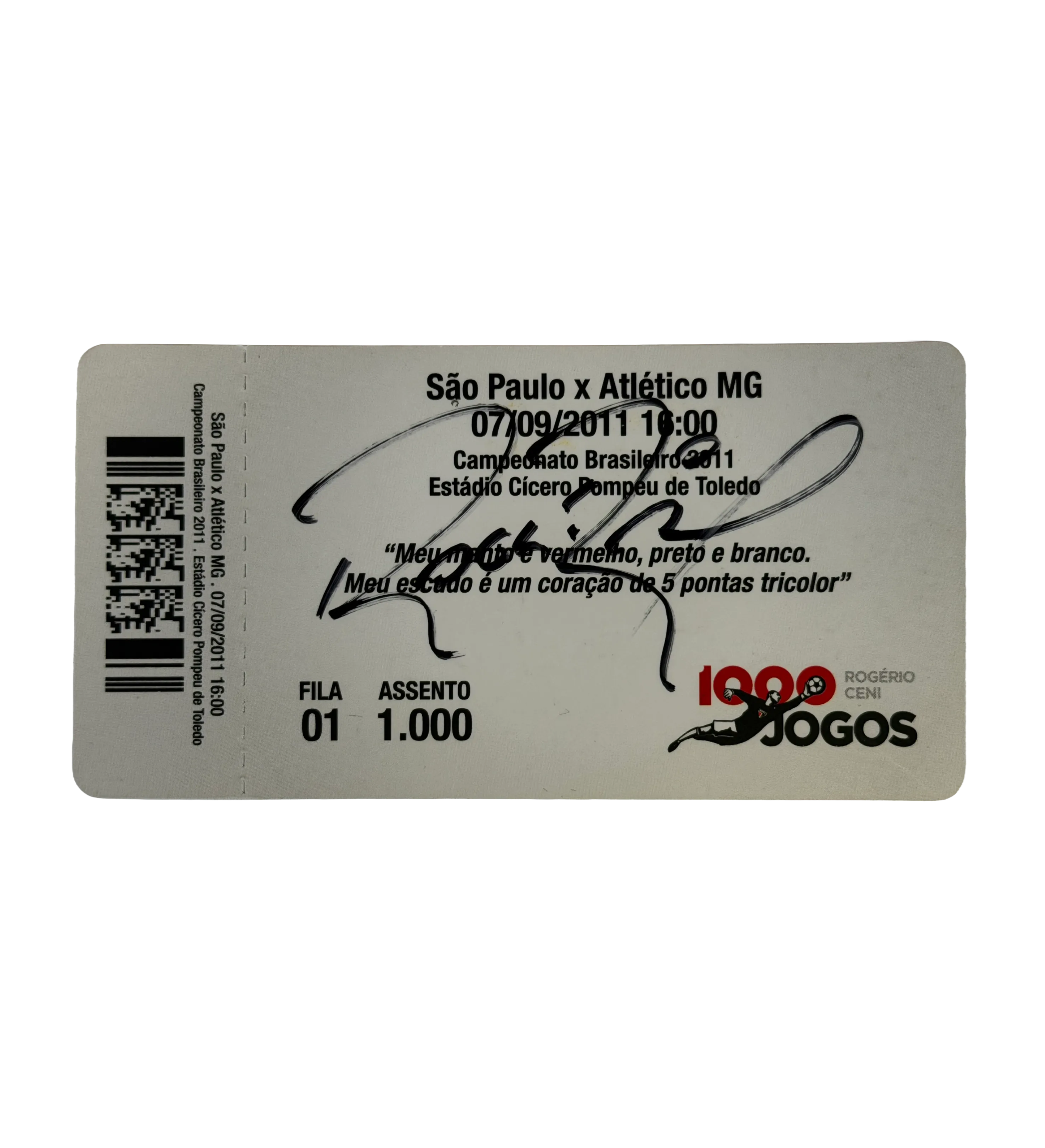 Kit Com Bandeira Rogerio Ceni 1000 Jogos São Paulo 2 x 1 Atlético-MG 2011 + Ingresso Homenagem 1000 Jogos + Ingresso do Jogo — imagem 3 de 5