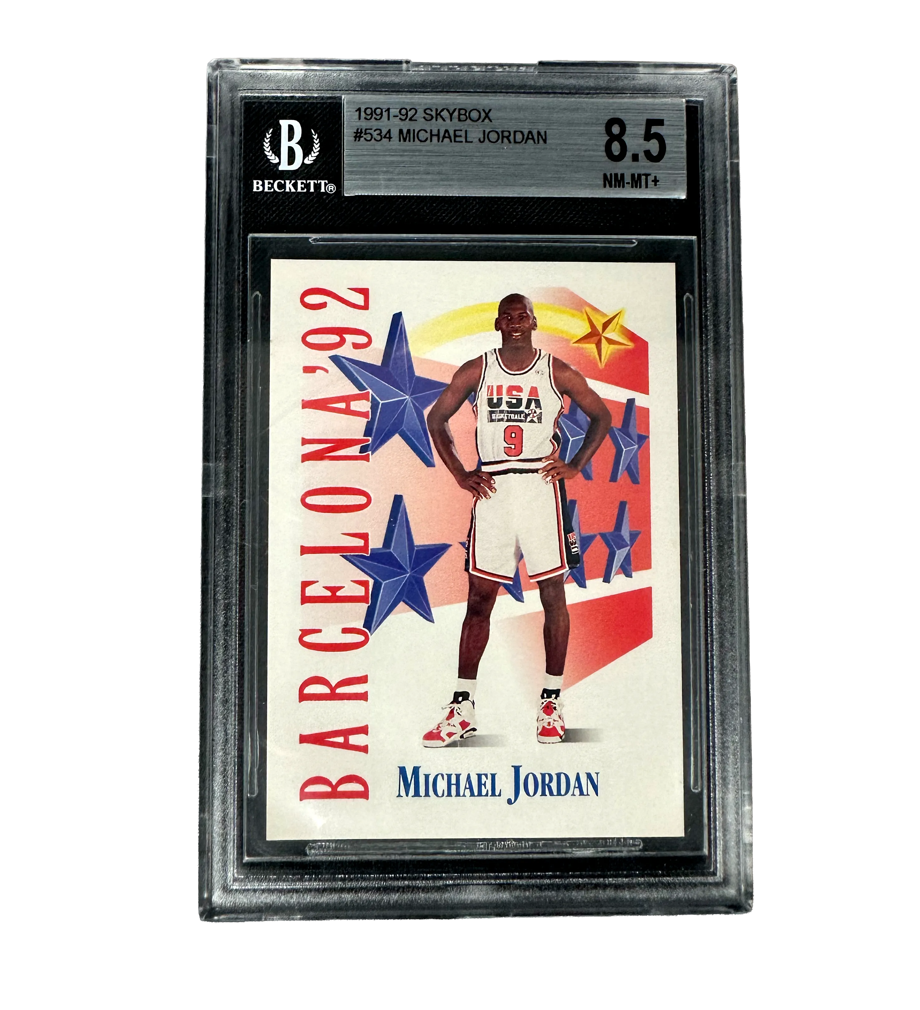 Tarjeta Importada – Michael Jordan #534 – Dream Team – SkyBox – Barcelona 1992 – Calificada con Autenticación Beckett — imagem 1 de 2