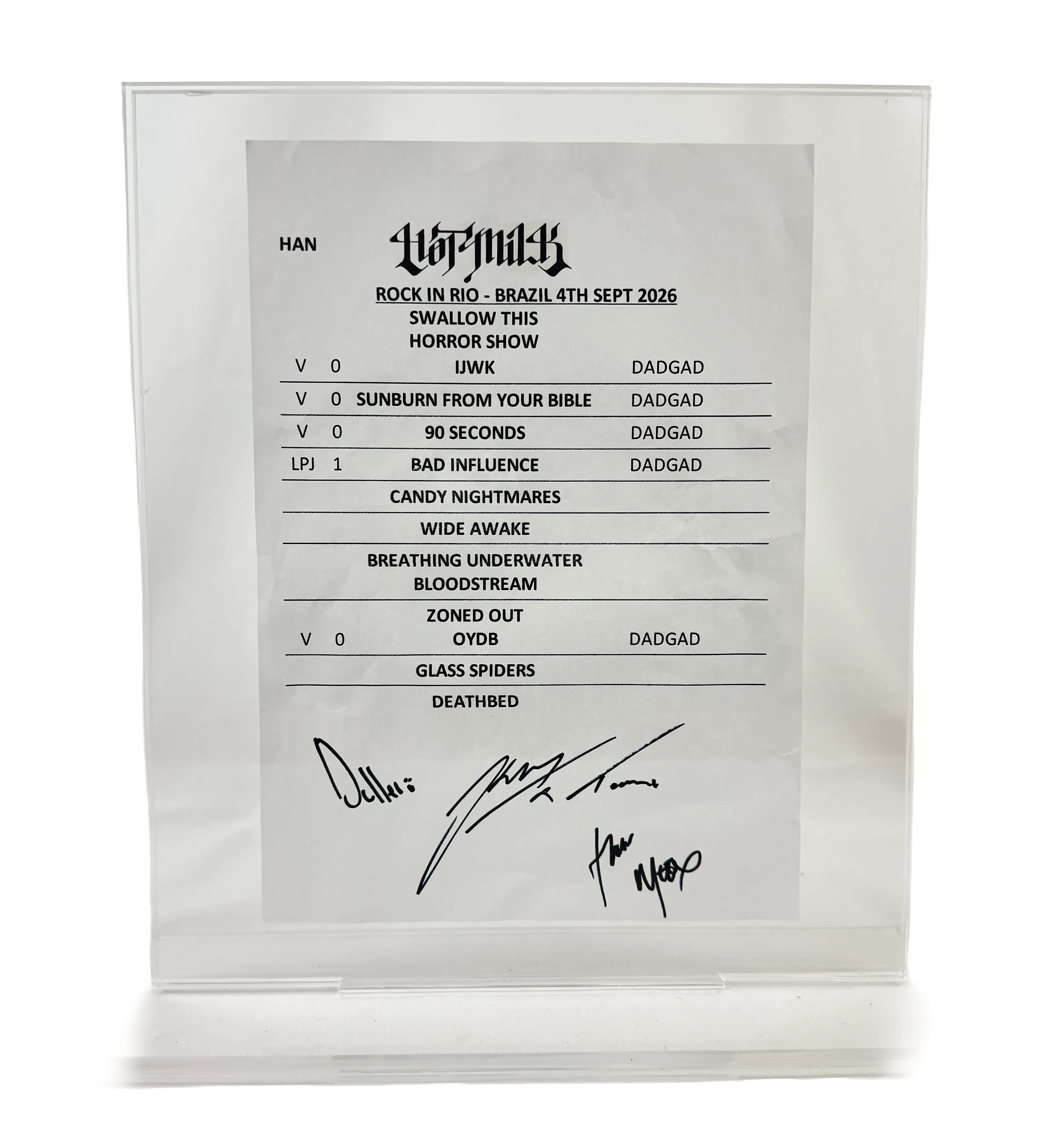 Kit autografiado de Hot Milk con Camiseta + Setlist + Ecobag — imagem 9 de 9
