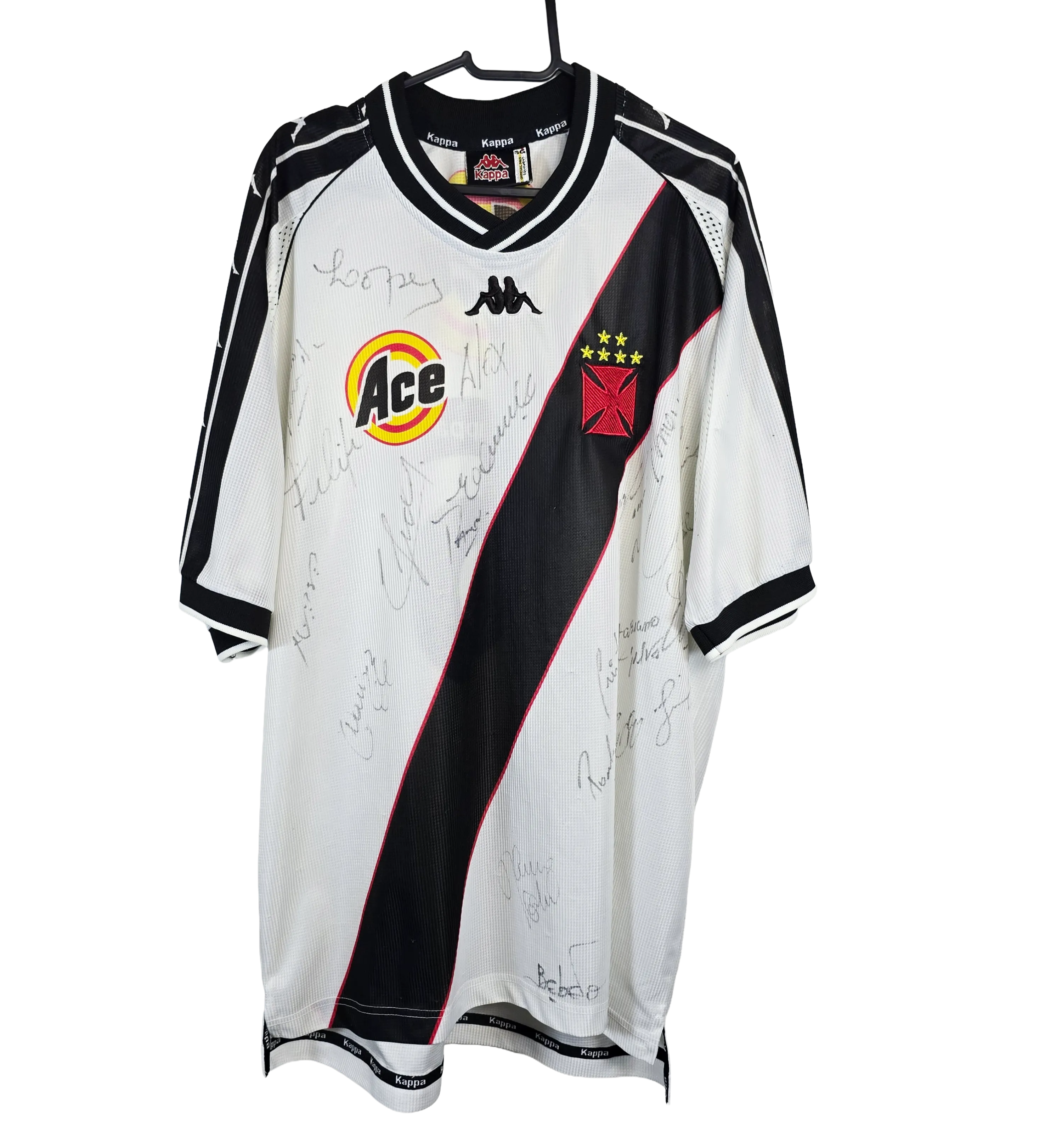 Camisa Vasco da Gama 1999/2000 Branca ACE Autografada pelo Elenco da Época — imagem 1 de 6