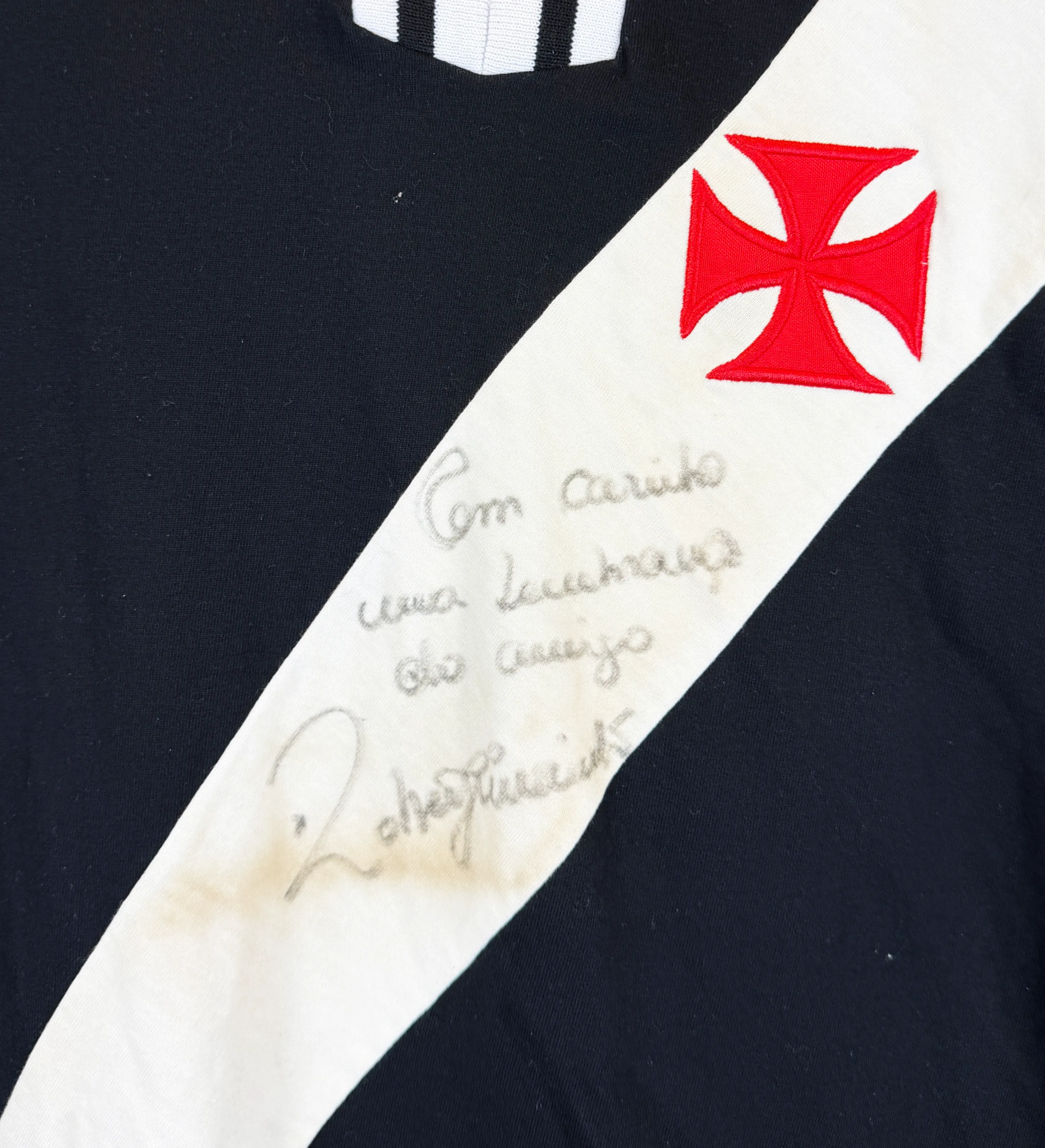 Camisa Vasco Roberto Dinamite Réplica de Atleta 1974 Campeão Brasileiro Autografada pelo Ídolo — imagem 3 de 3