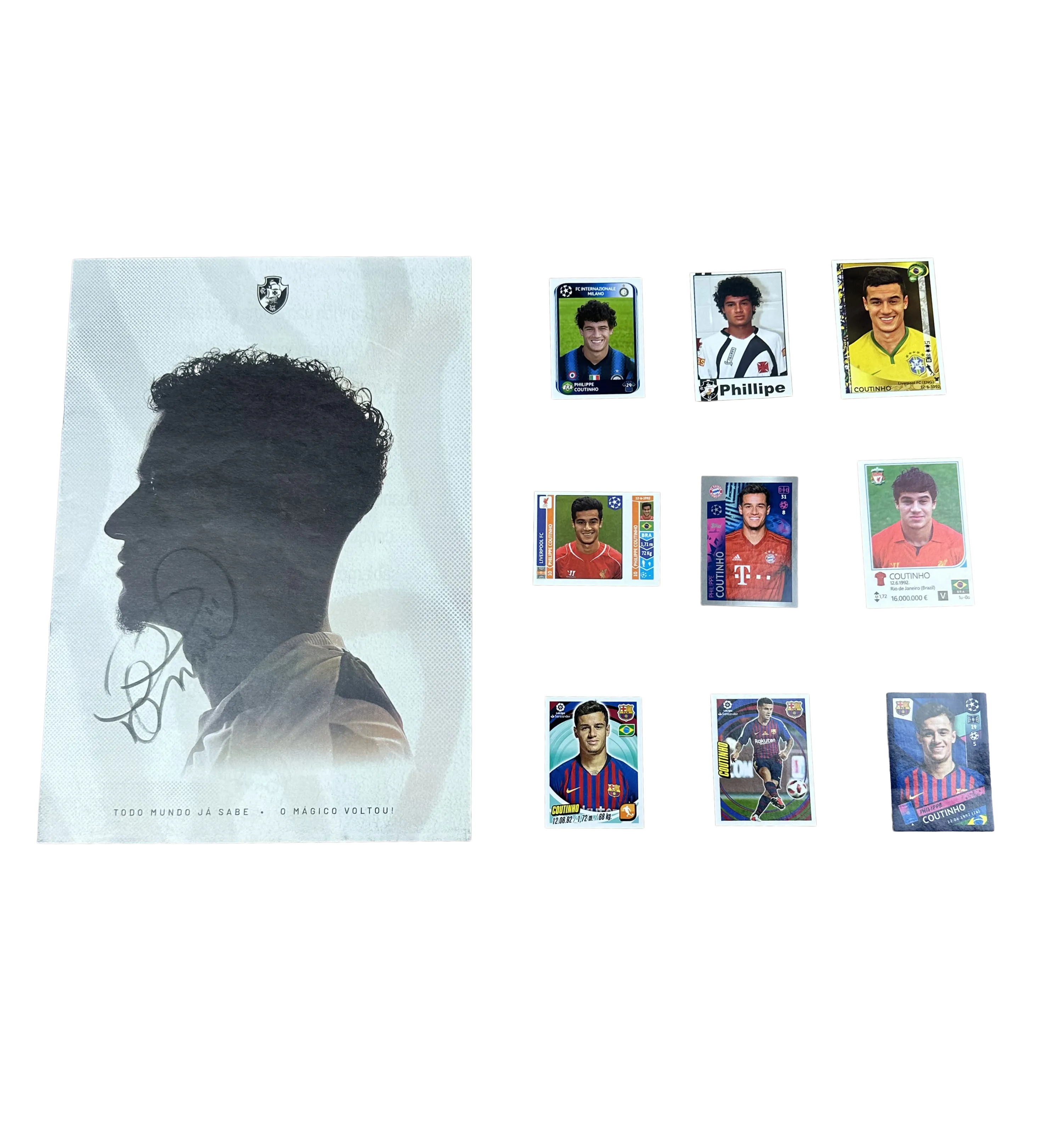 Programa Oficial - Vasco - O Magico Voltou - 2024 - Philippe Coutinho - Autografado pelo Ídolo + 9 Figurinhas Originais Nunca Coladas de Todos os Clubes do Ídolo — imagem 1 de 2