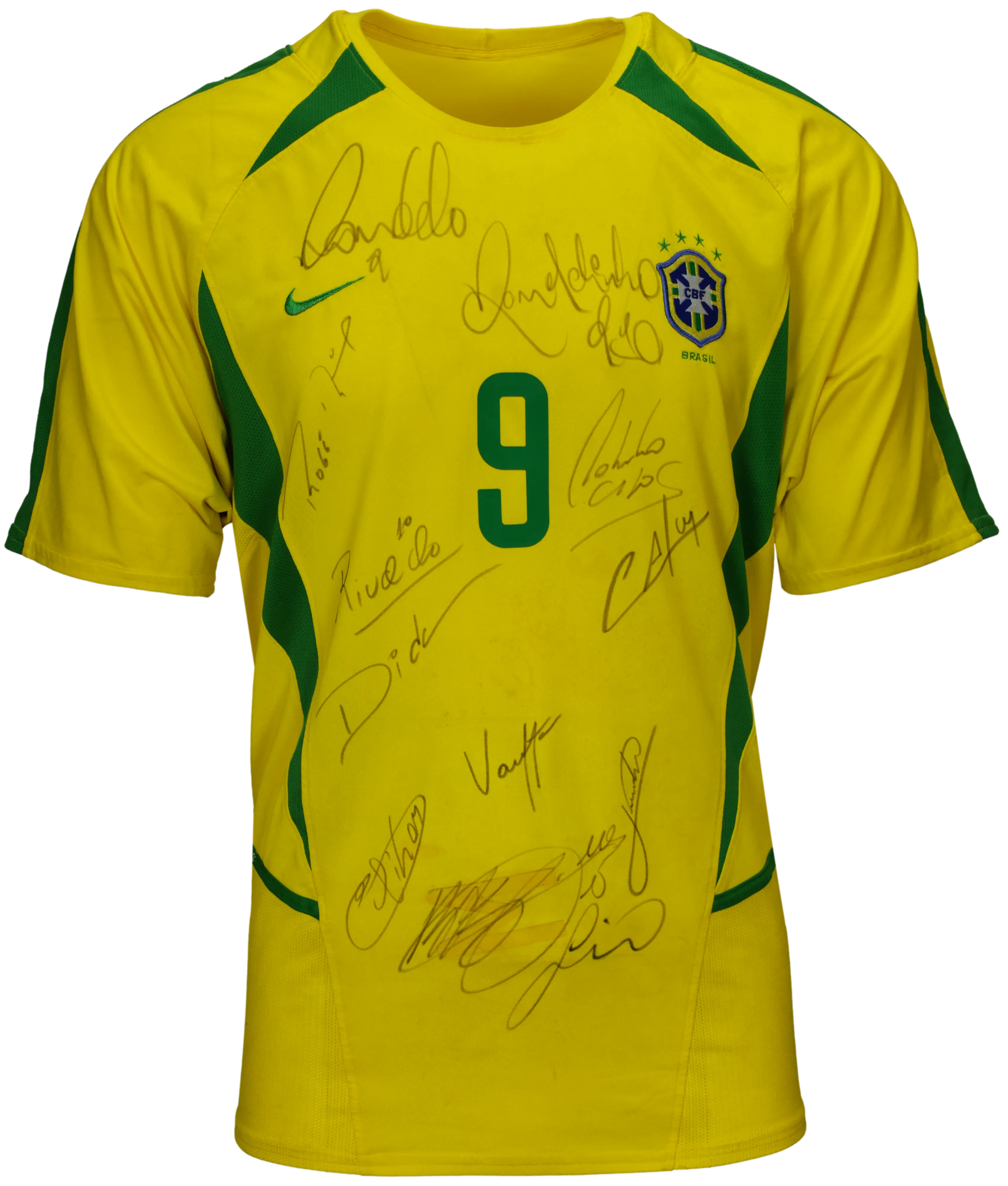 Camisa Brasil Ronaldo Temporada 2002 Autografada pelo Elenco — imagem 1 de 13
