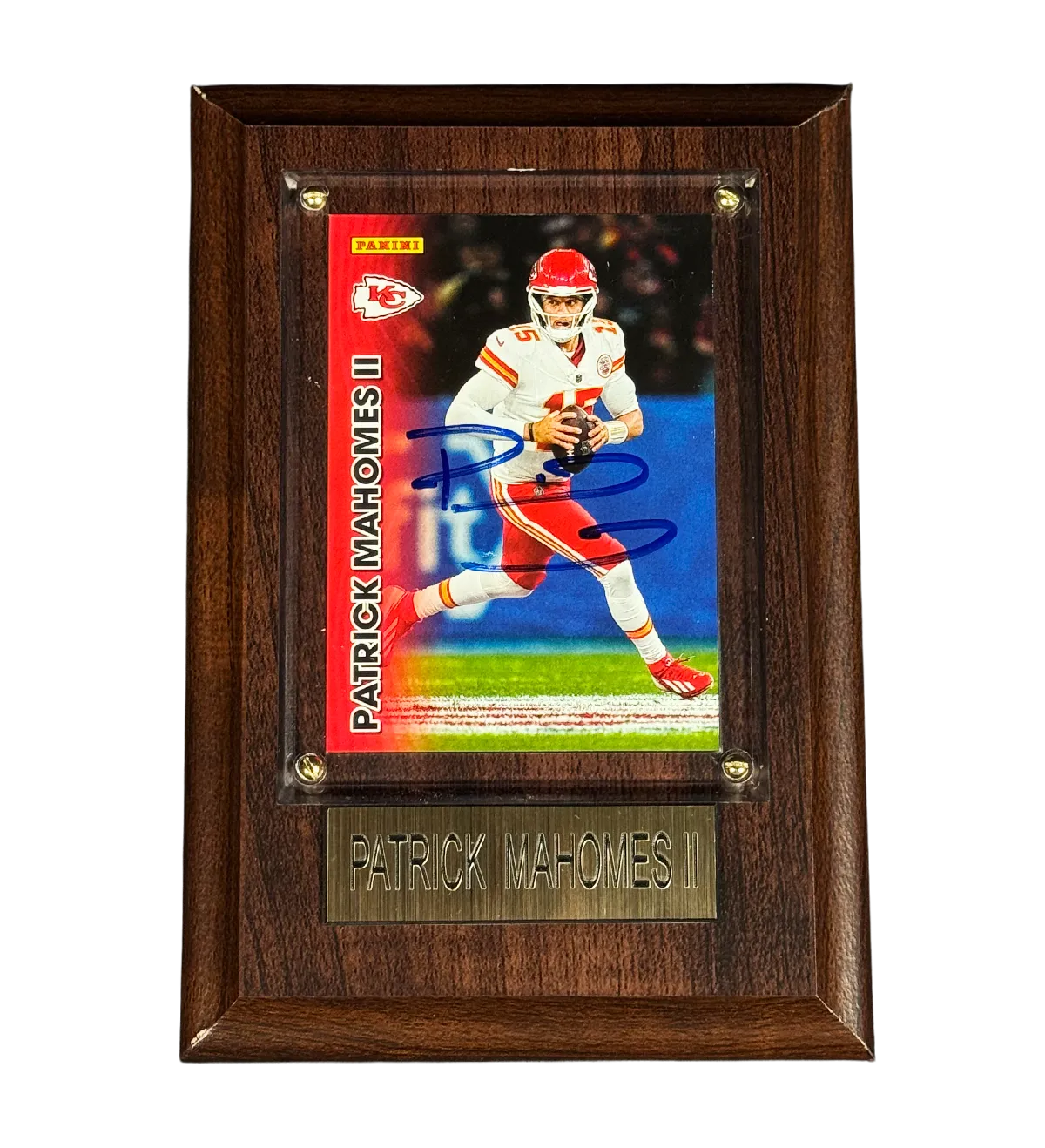 Cuadro 16x11 – Tarjeta Oficial Panini – Kansas City Chiefs – Patrick Mahomes II #15 – Firmado por el Ídolo – 3× Campeón del Super Bowl — imagem 1 de 2