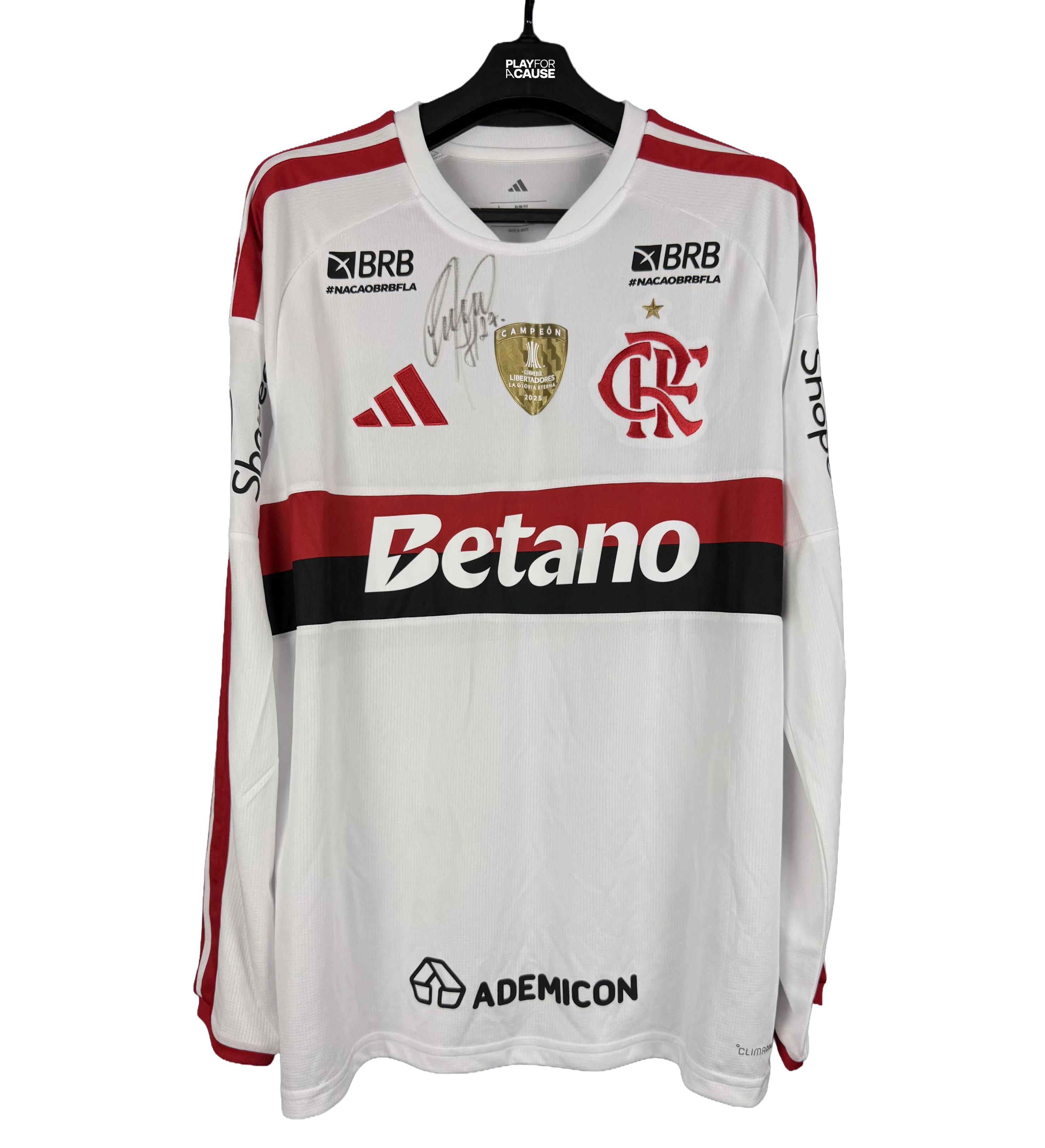Camiseta del Clube de Regatas do Flamengo – Bruno Henrique #27 – Manga Larga – Copa Libertadores da América 2026 – Estudiantes 1 x 1 Flamengo – Firmada por Todo el Plantel — imagem 1 de 3