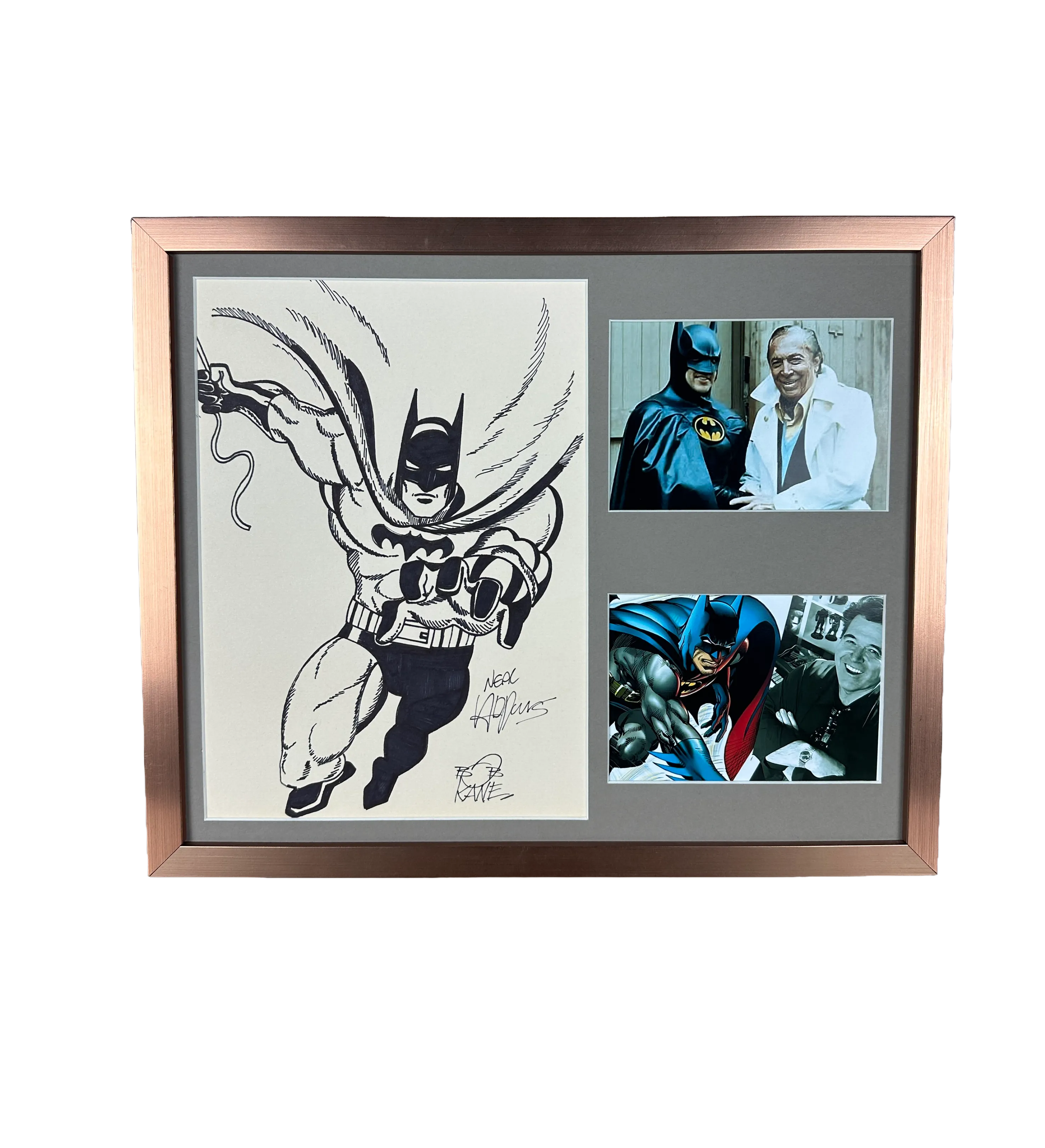Quadro com Gravura Batman Desenhada e Autografada por Bob Kane e Neal Adams — imagem 1 de 2