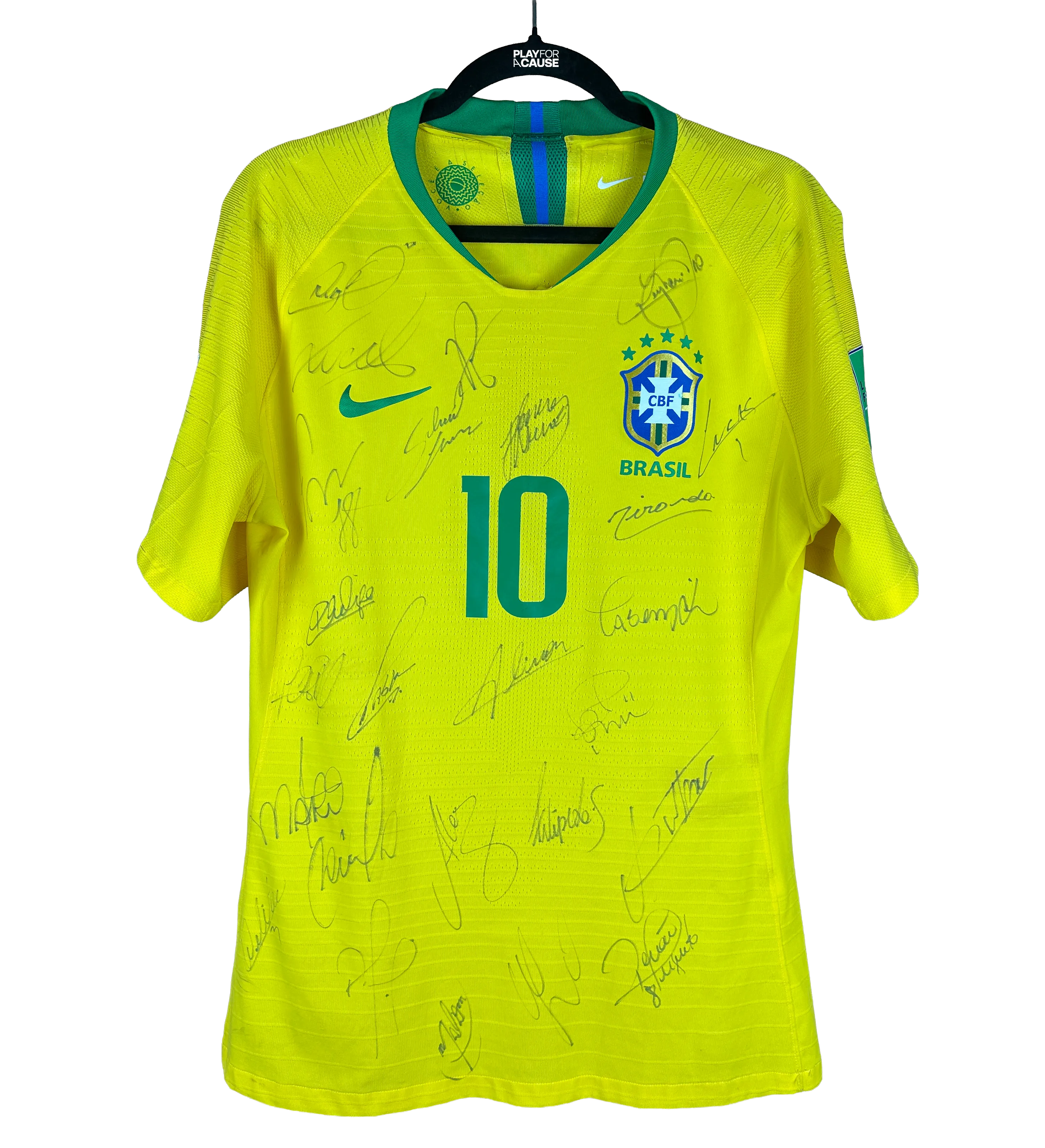 Camisa Brasil Neymar Jr. Copa do Mundo 2018 Autografada pelo Elenco — imagem 1 de 2