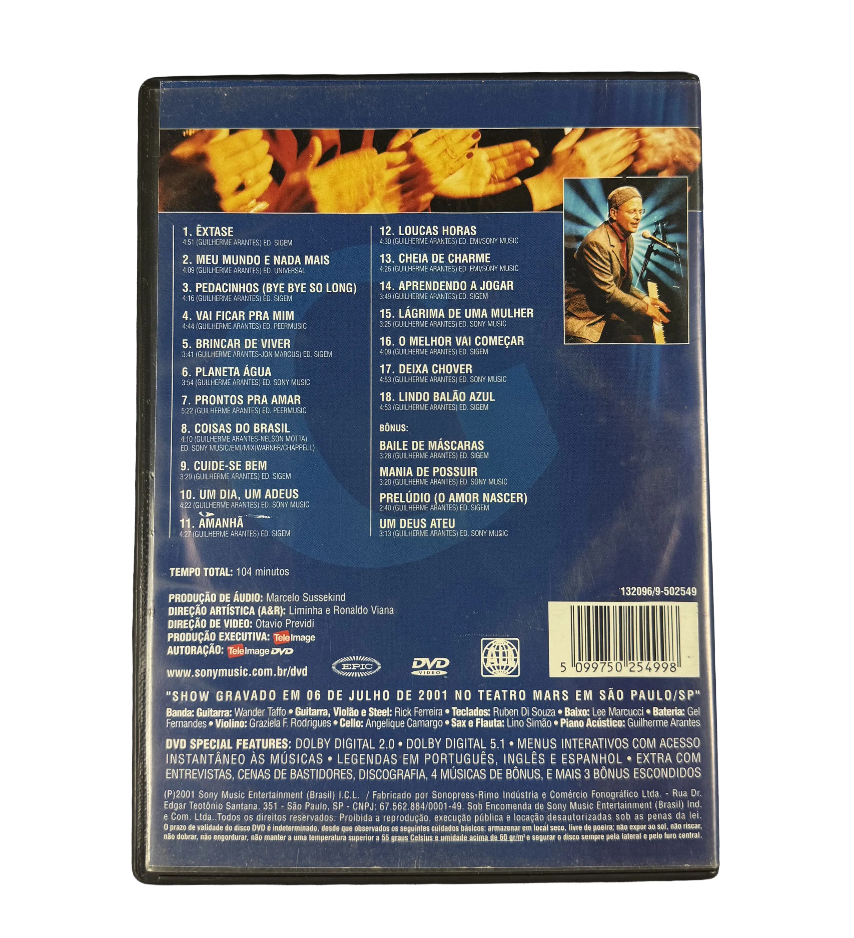 DVD Autografado Guilherme Arantes Ao Vivo 2001 SP — imagem 3 de 3