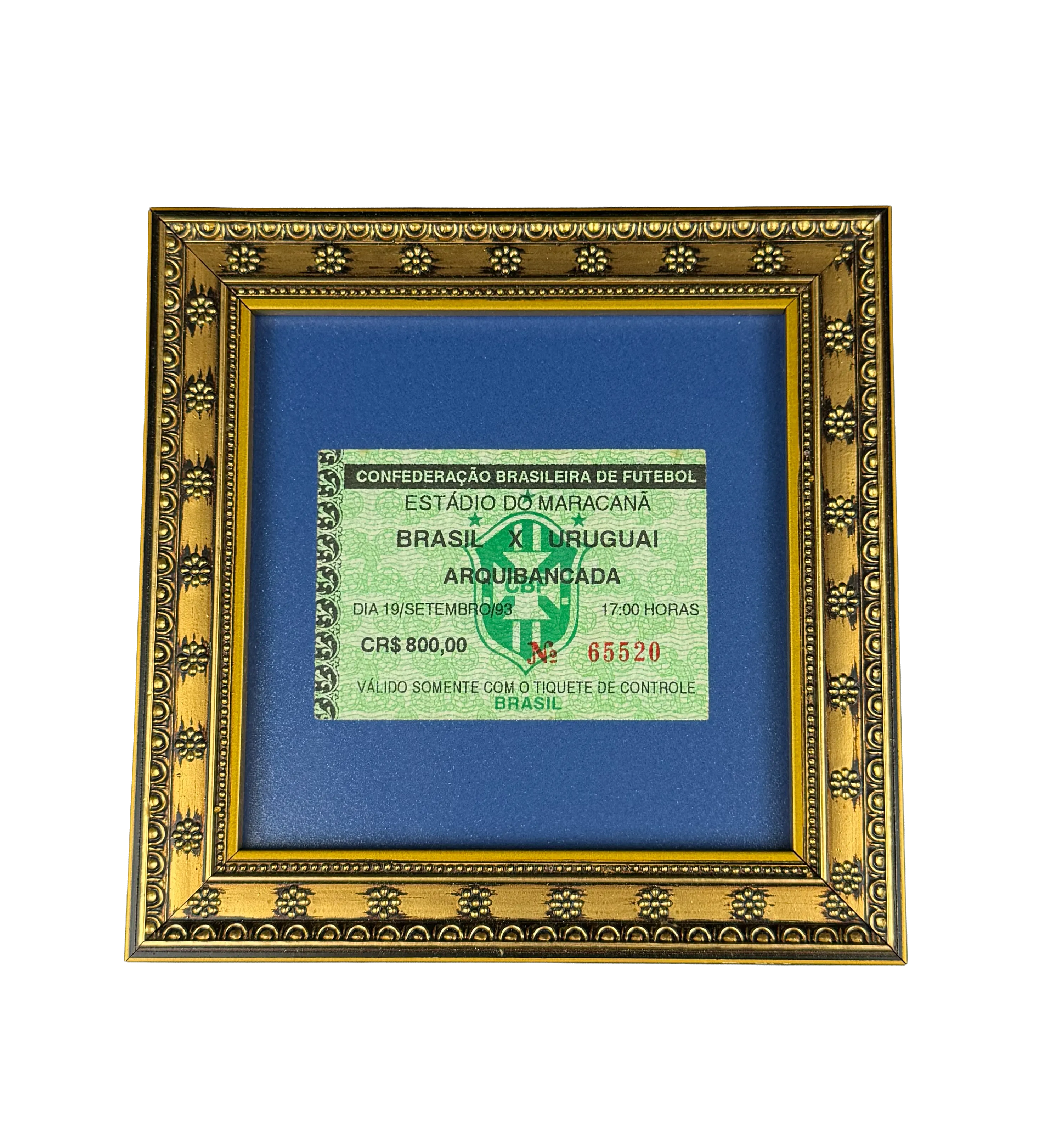 Brazil national football team Jersey + Ticket Set – 1993 Jersey Signed by Romário – Framed Ticket Brazil 2 x 0 Uruguay (09/19/1993 – Maracanã) – Match with Romário’s Two Goals — imagem 5 de 5