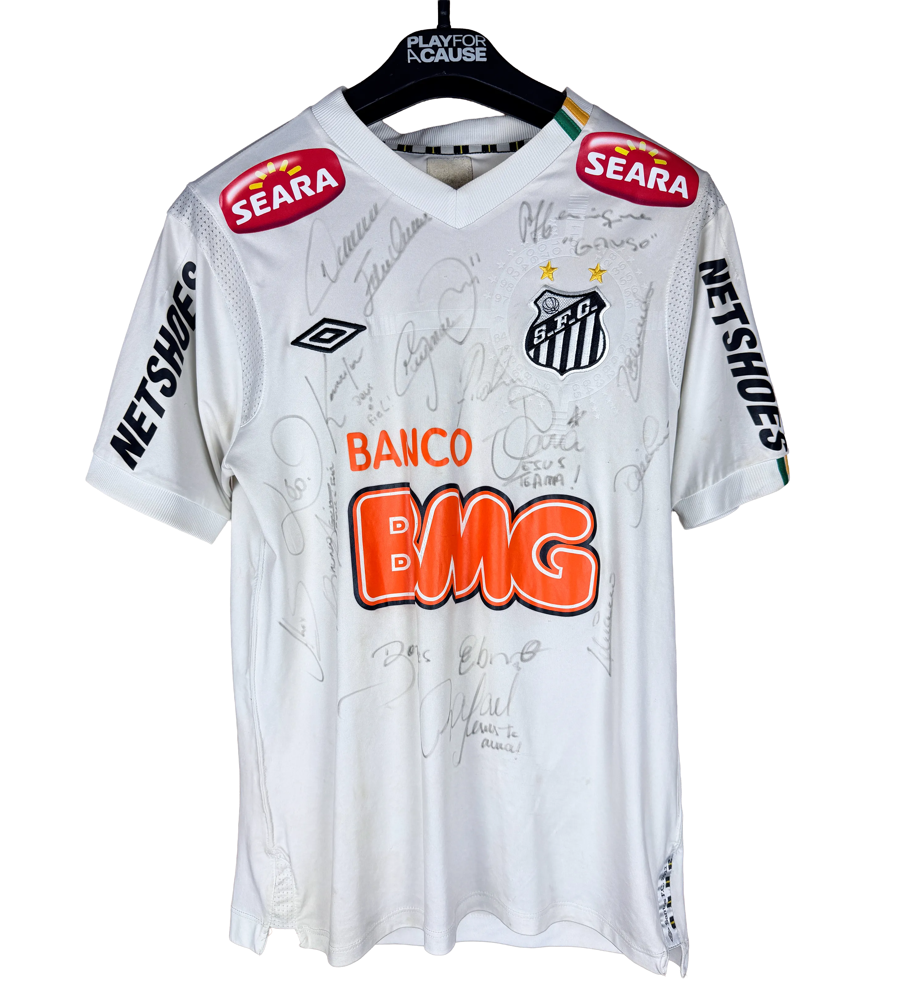 Camiseta del Santos - Jonathan #4 - Copa Libertadores 2011 - Santos Campeón - Autografiada por todo el plantel - Incluyendo a Neymar / Ganso / Elano / Edu Dracena / Arouca entre otros — imagem 1 de 5