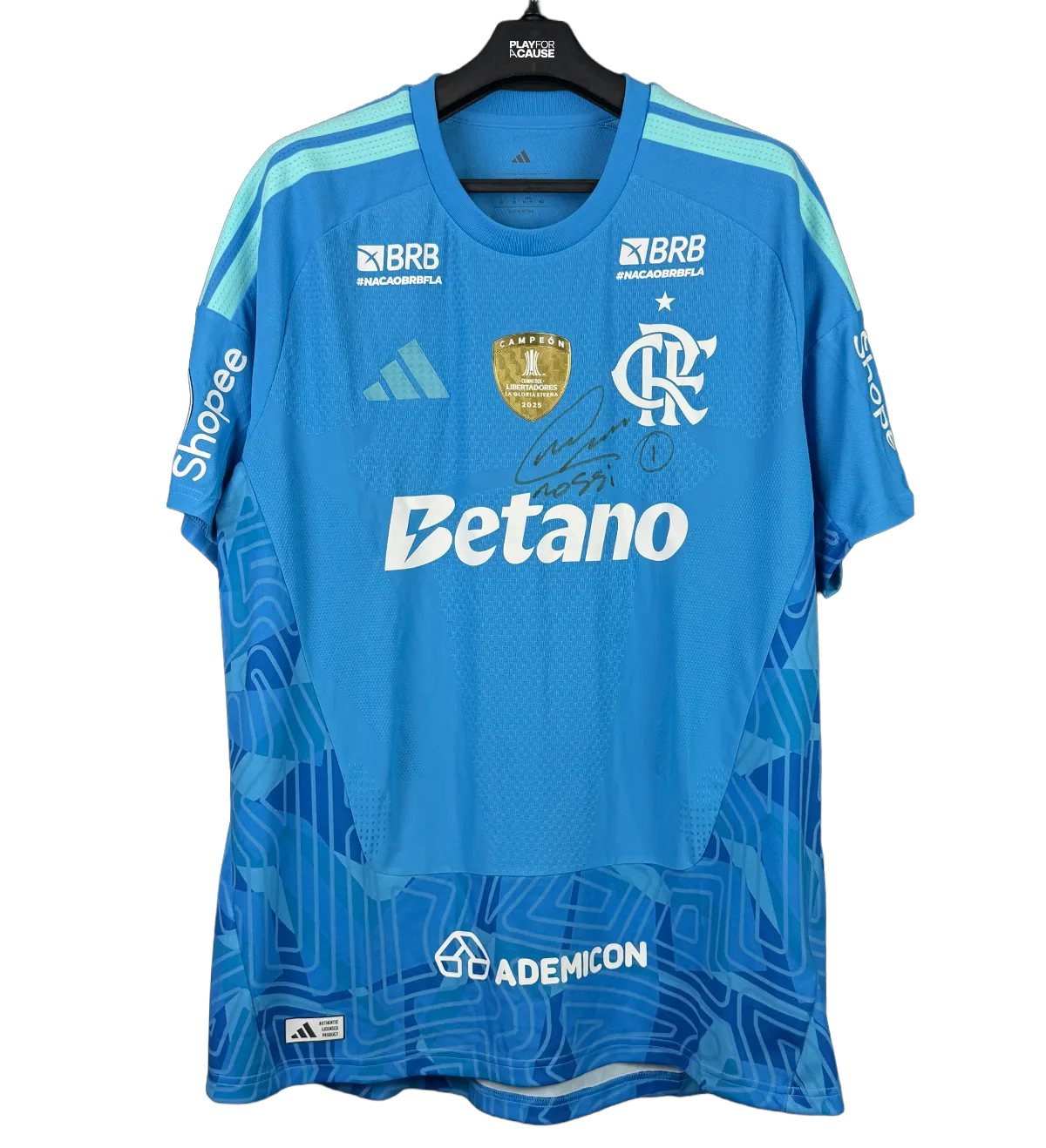 Camiseta de Arquero del Clube de Regatas do Flamengo – Agustín Rossi #1 – Modelo Arquero 2 Azul – Copa Libertadores 2026 – Preparada para Partido – Firmada por el Ídolo — imagem 1 de 3