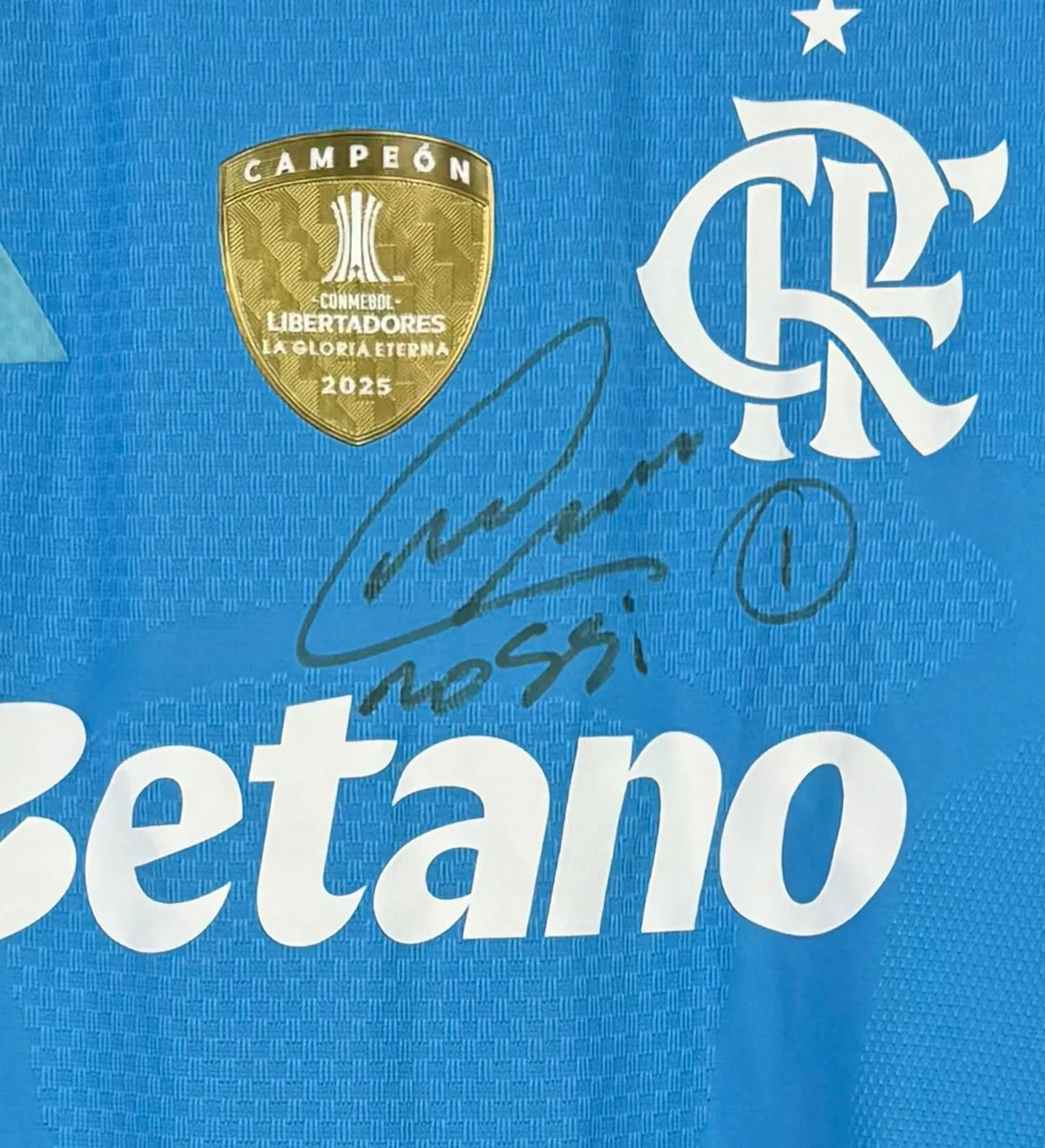 Camiseta de Arquero del Clube de Regatas do Flamengo – Agustín Rossi #1 – Modelo Arquero 2 Azul – Copa Libertadores 2026 – Preparada para Partido – Firmada por el Ídolo — imagem 3 de 3