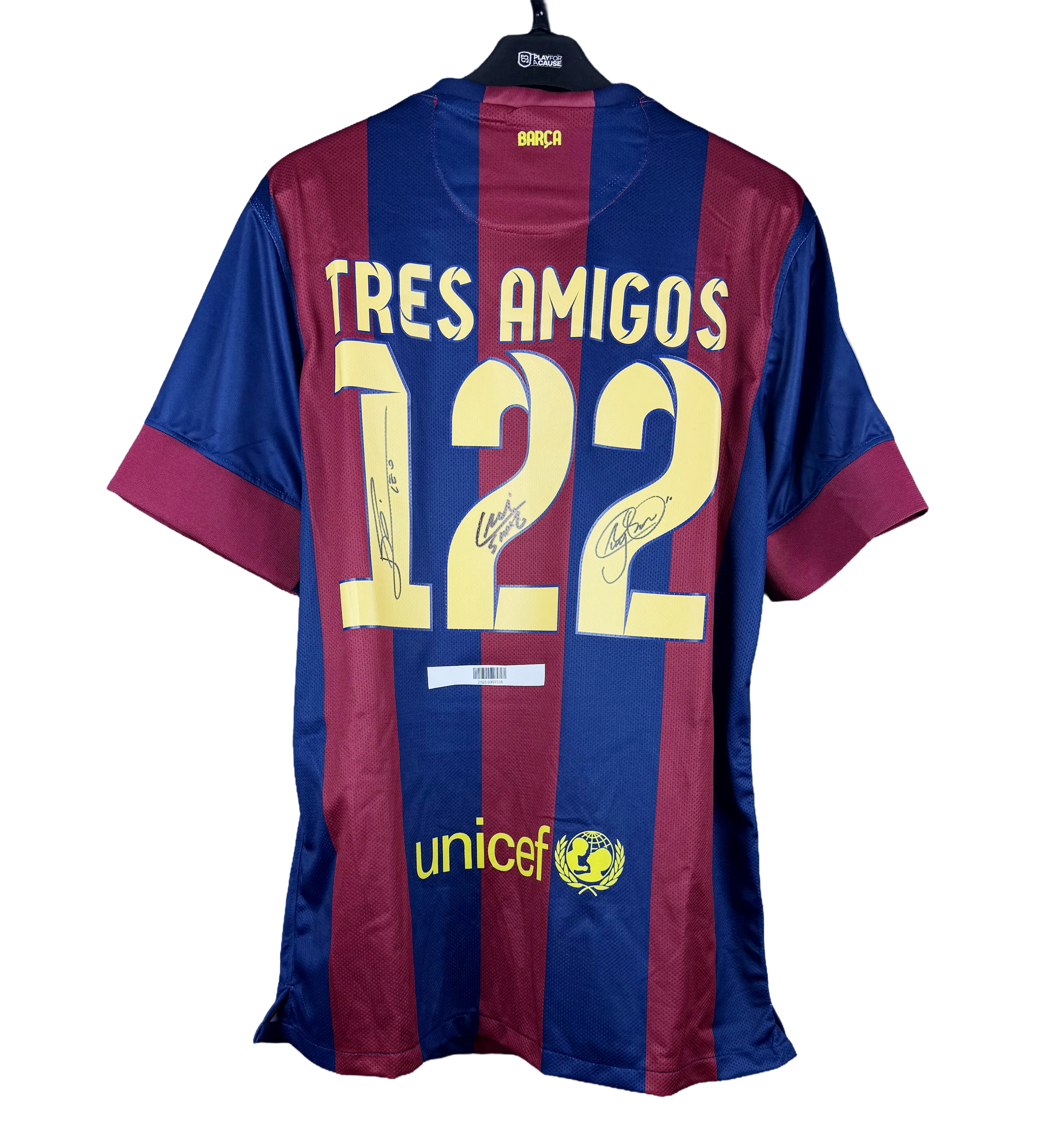 Camiseta del FC Barcelona – Tres Amigos #122 – Homenaje a los 122 Goles del Trío Lionel Messi, Neymar y Luis Suárez – Certificación Internacional Icons — imagem 2 de 2
