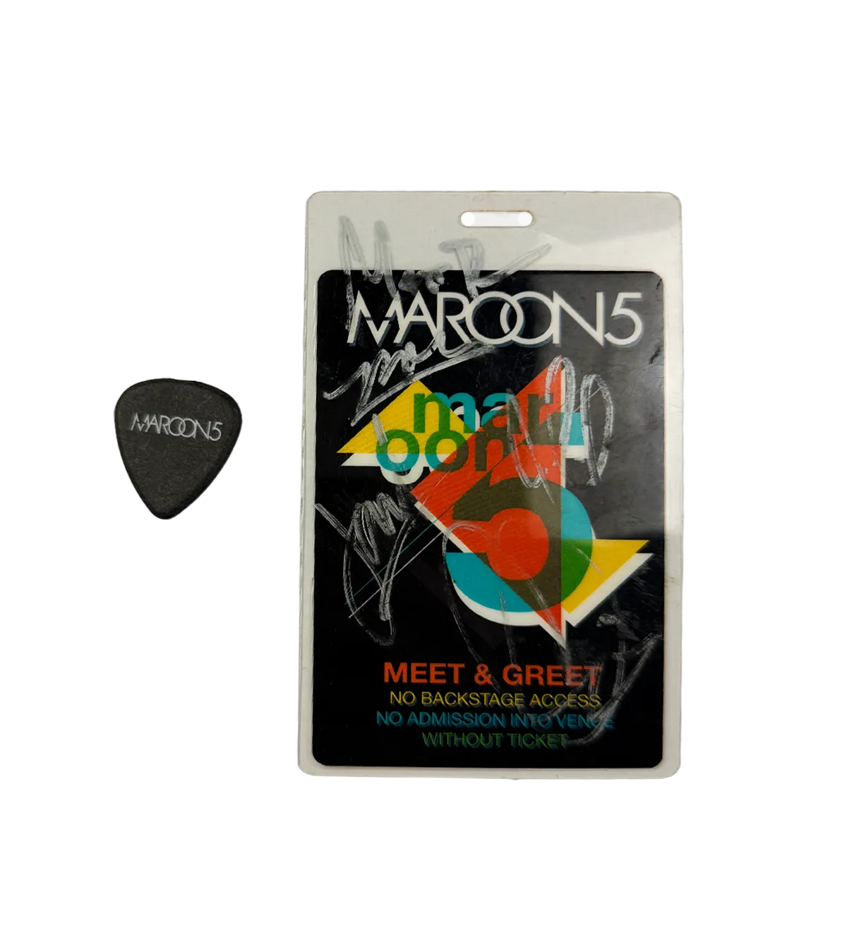 Meet & Greet Pass – Maroon 5 – Saratoga Springs / NY 2011 – Signed + Used Guitar Pick — imagem 1 de 4