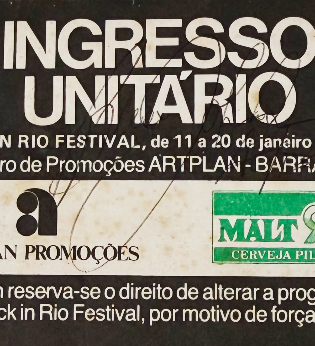 Entrada Original Desprendida – Rock in Rio I – 19/01/1985 – AC/DC – Firmada por Brian Johnson y Angus Young — imagem 4 de 5