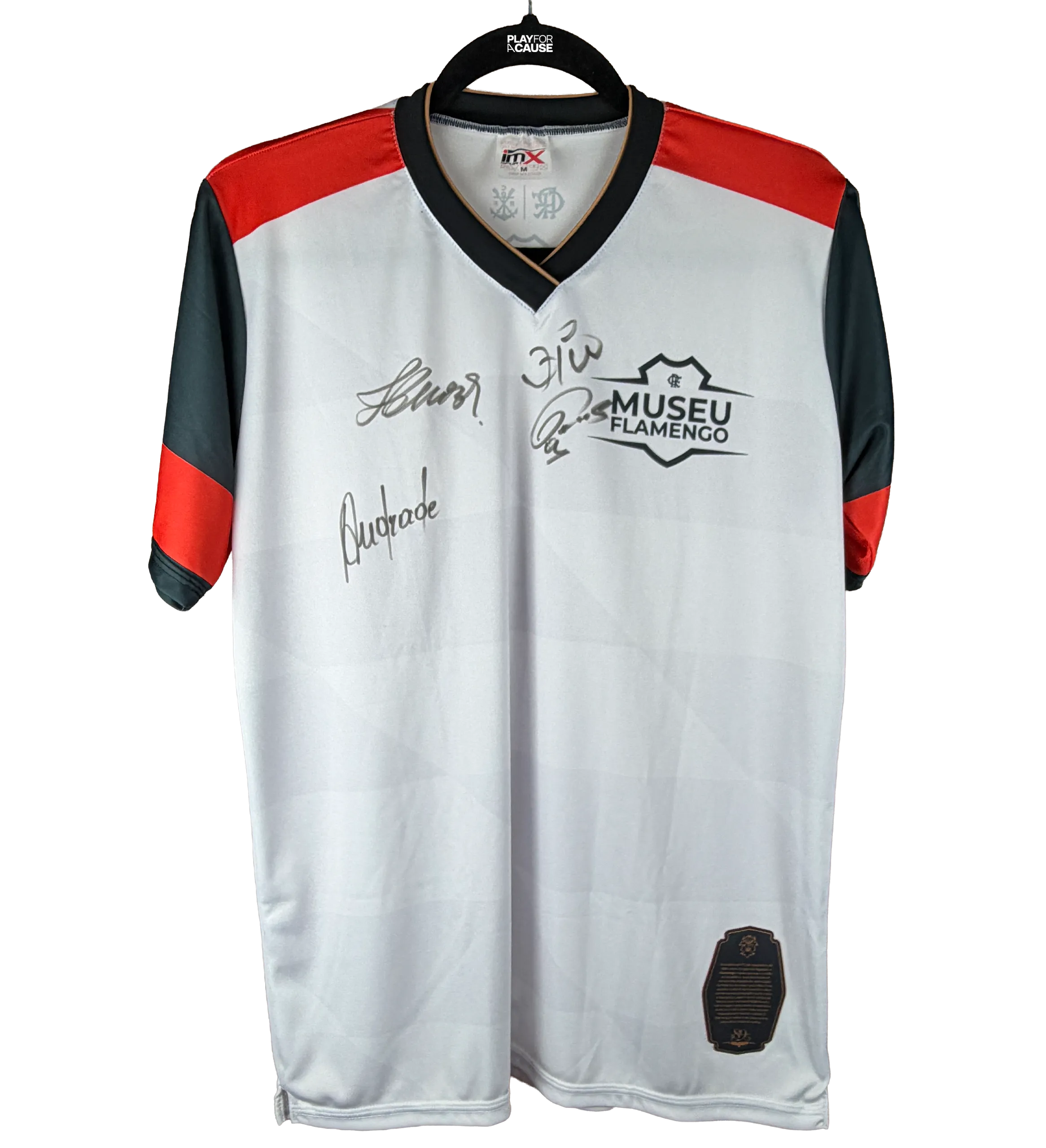 Camiseta del Museo del Flamengo 1895 Autografiada por Zico, Nunes, Mozer y Andrade - Certificada por el Museo — imagem 1 de 7