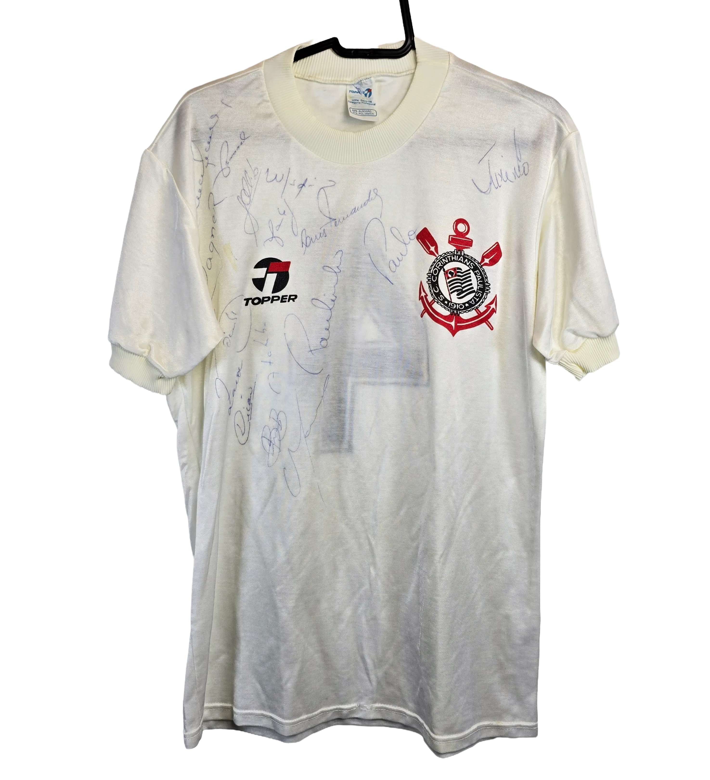 Camisa Branca Corinthians Topper 1983 Modelo de Jogo Autografada pelo Elenco — imagem 1 de 3