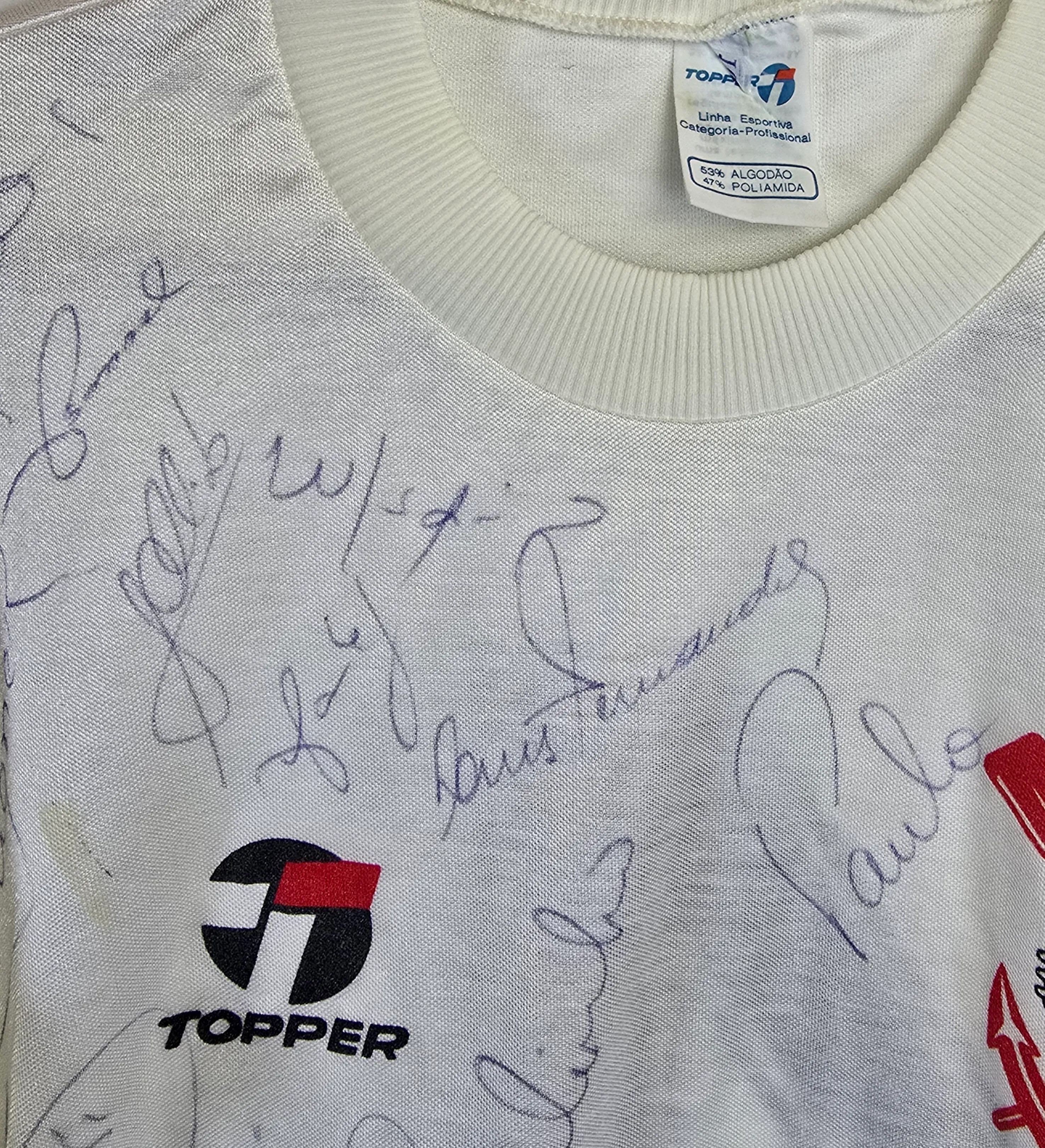 Camisa Branca Corinthians Topper 1983 Modelo de Jogo Autografada pelo Elenco — imagem 3 de 3