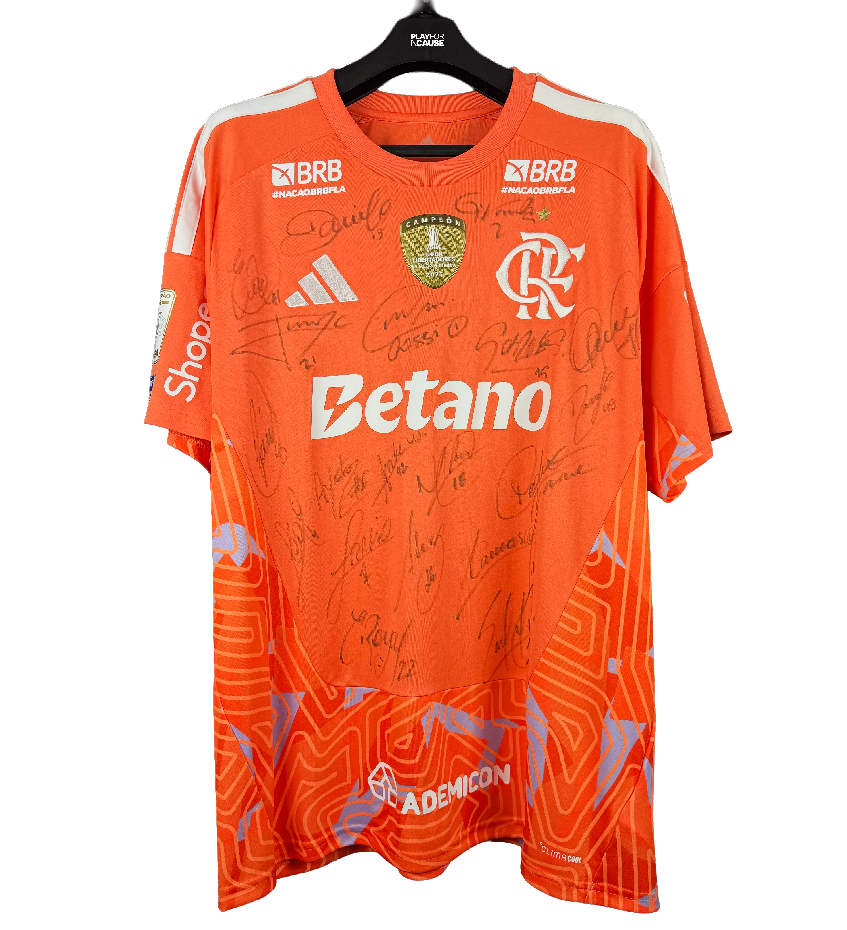Camisa Laranja Flamengo Rossi Brasileirão 2026 Grêmio 0 x 1 Flamengo Autografada pelo Elenco — imagem 1 de 4