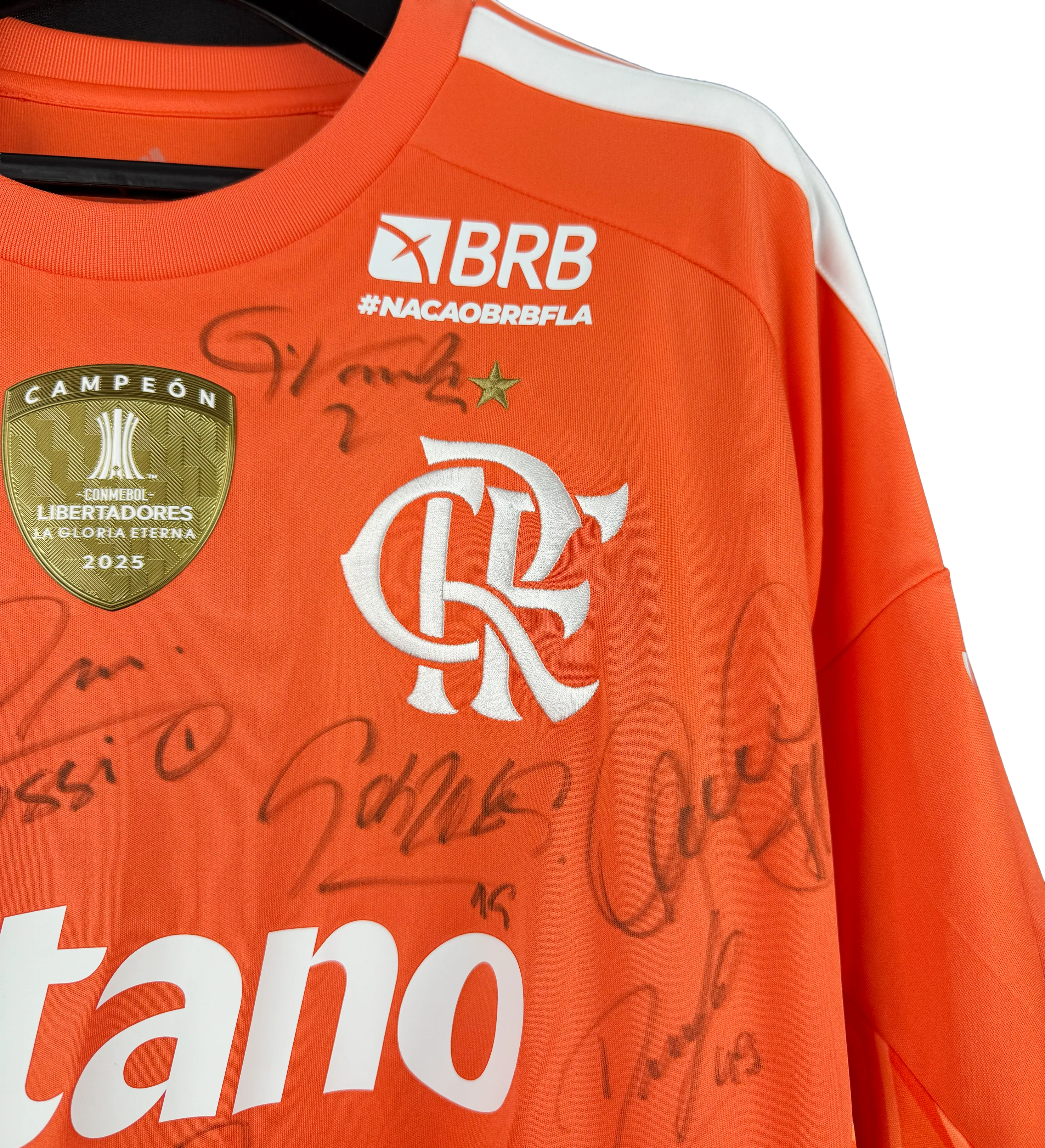 Camisa Laranja Flamengo Rossi Brasileirão 2026 Grêmio 0 x 1 Flamengo Autografada pelo Elenco — imagem 3 de 4