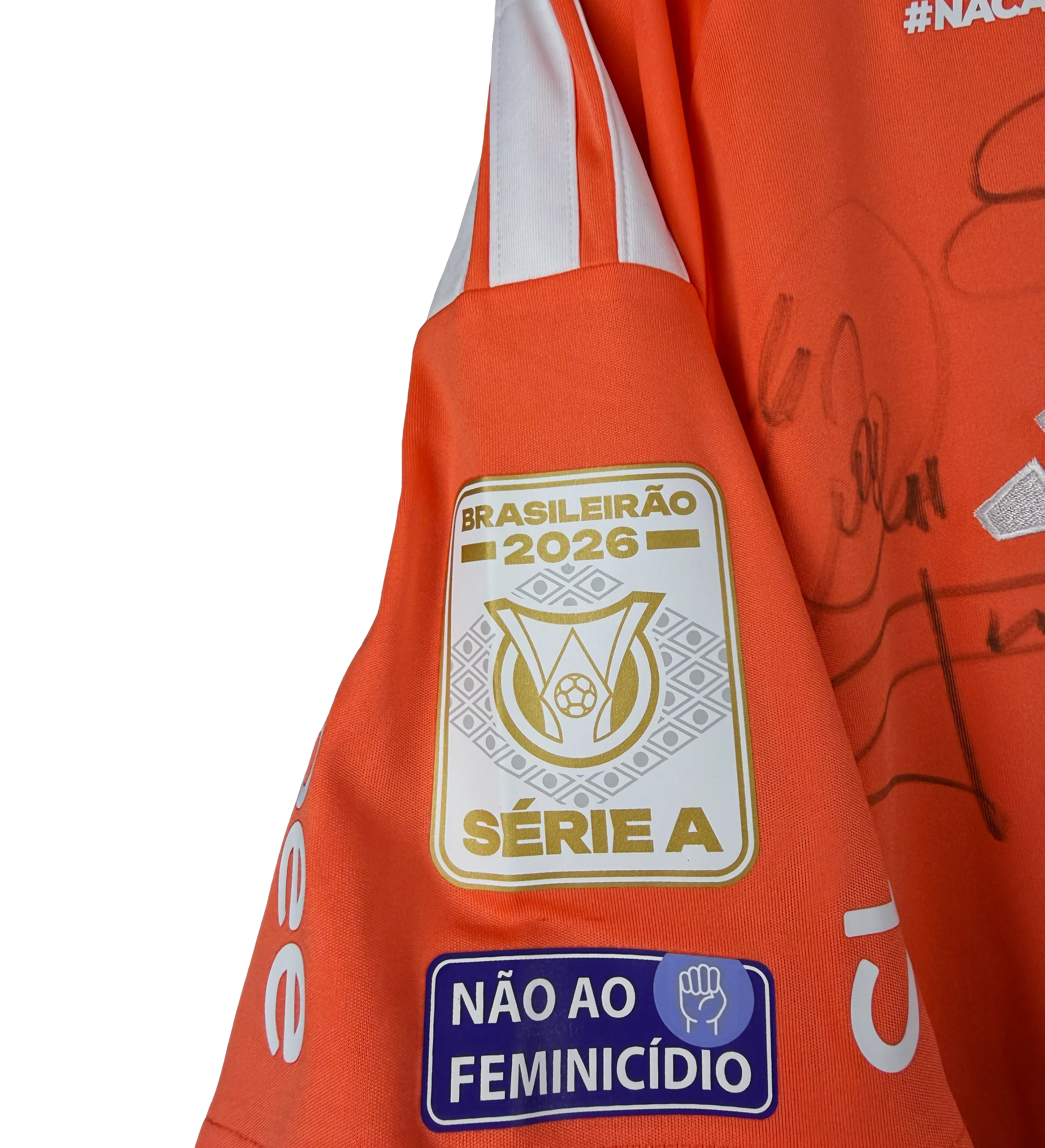 Camisa Laranja Flamengo Rossi Brasileirão 2026 Grêmio 0 x 1 Flamengo Autografada pelo Elenco — imagem 4 de 4