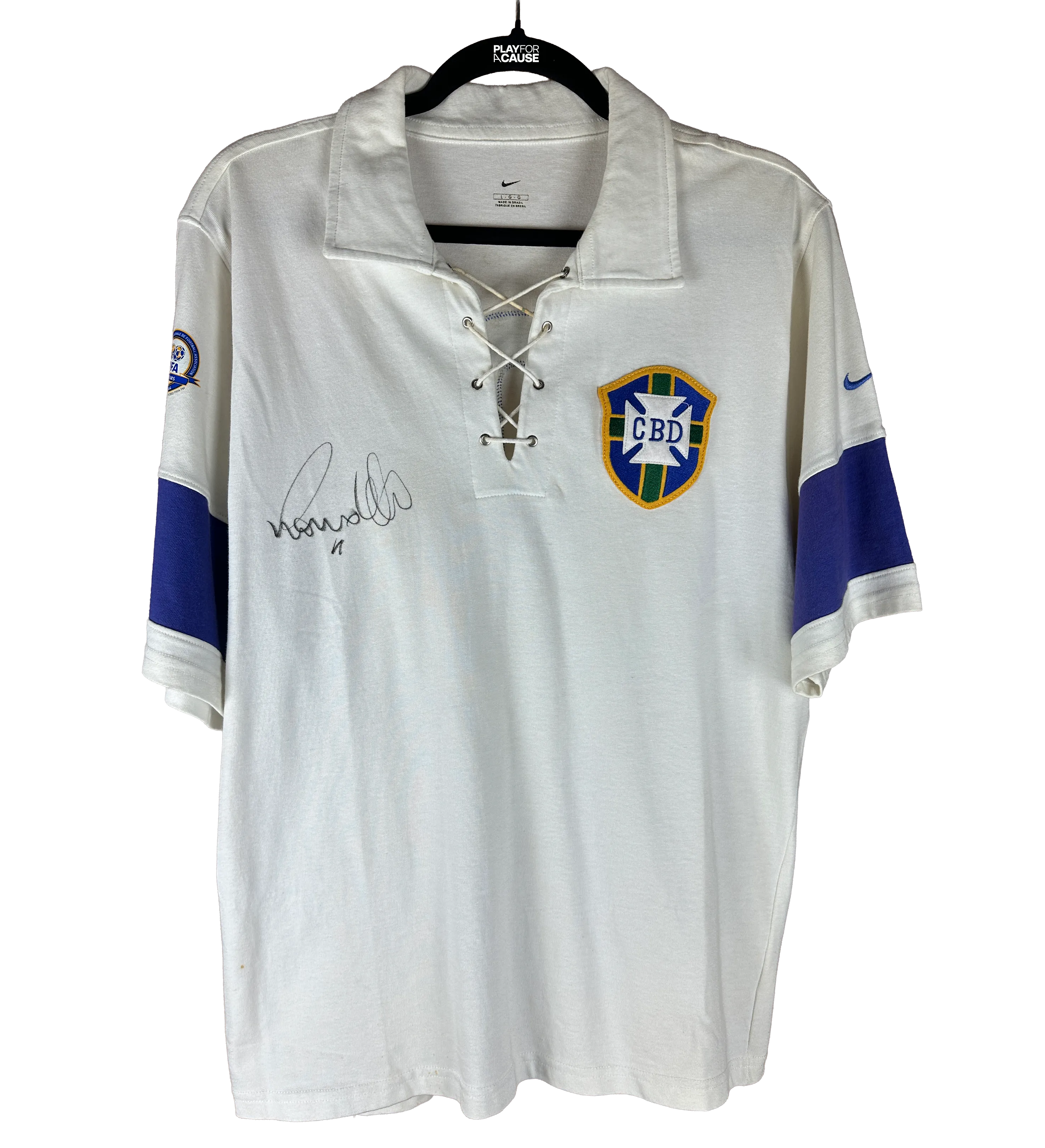 Camiseta de la Selección Brasileña - Ronaldo - Partido Centenario de la FIFA 2004 - Francia vs. Brasil - Firmada por el Crack — imagem 1 de 2