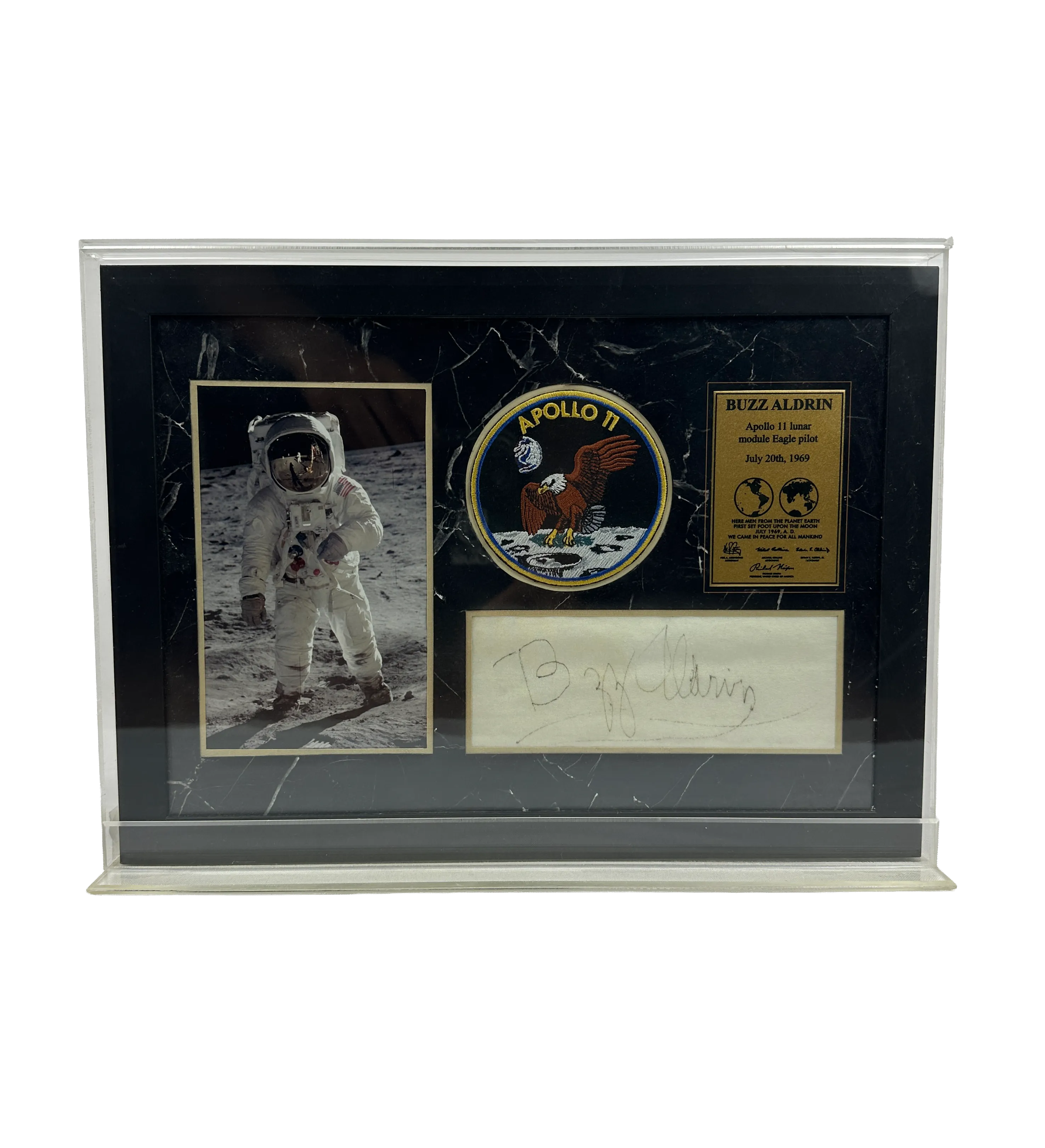 Framed Apollo 11 Lunar Print, 1969 - Buzz Aldrin - Autographed — imagem 1 de 2