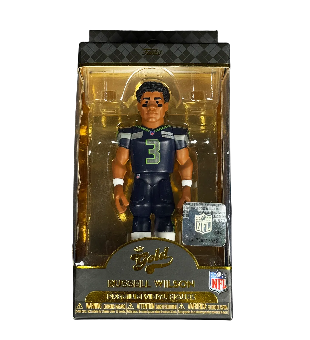 Camiseta Oficial Seattle Seahawks – Russell Wilson #3 – Temporada NFL 2014 – Nike / On Field – Firmada por el Ídolo + Figura Importada Russell Wilson / Seahawks – Gold Premium Vinyl Figure — imagem 7 de 9