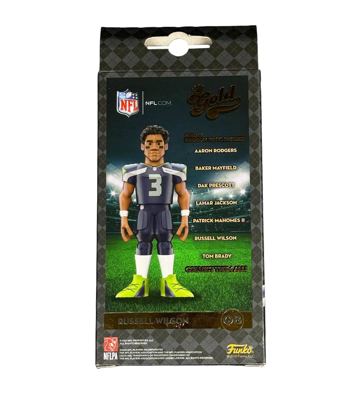 Camiseta Oficial Seattle Seahawks – Russell Wilson #3 – Temporada NFL 2014 – Nike / On Field – Firmada por el Ídolo + Figura Importada Russell Wilson / Seahawks – Gold Premium Vinyl Figure — imagem 9 de 9