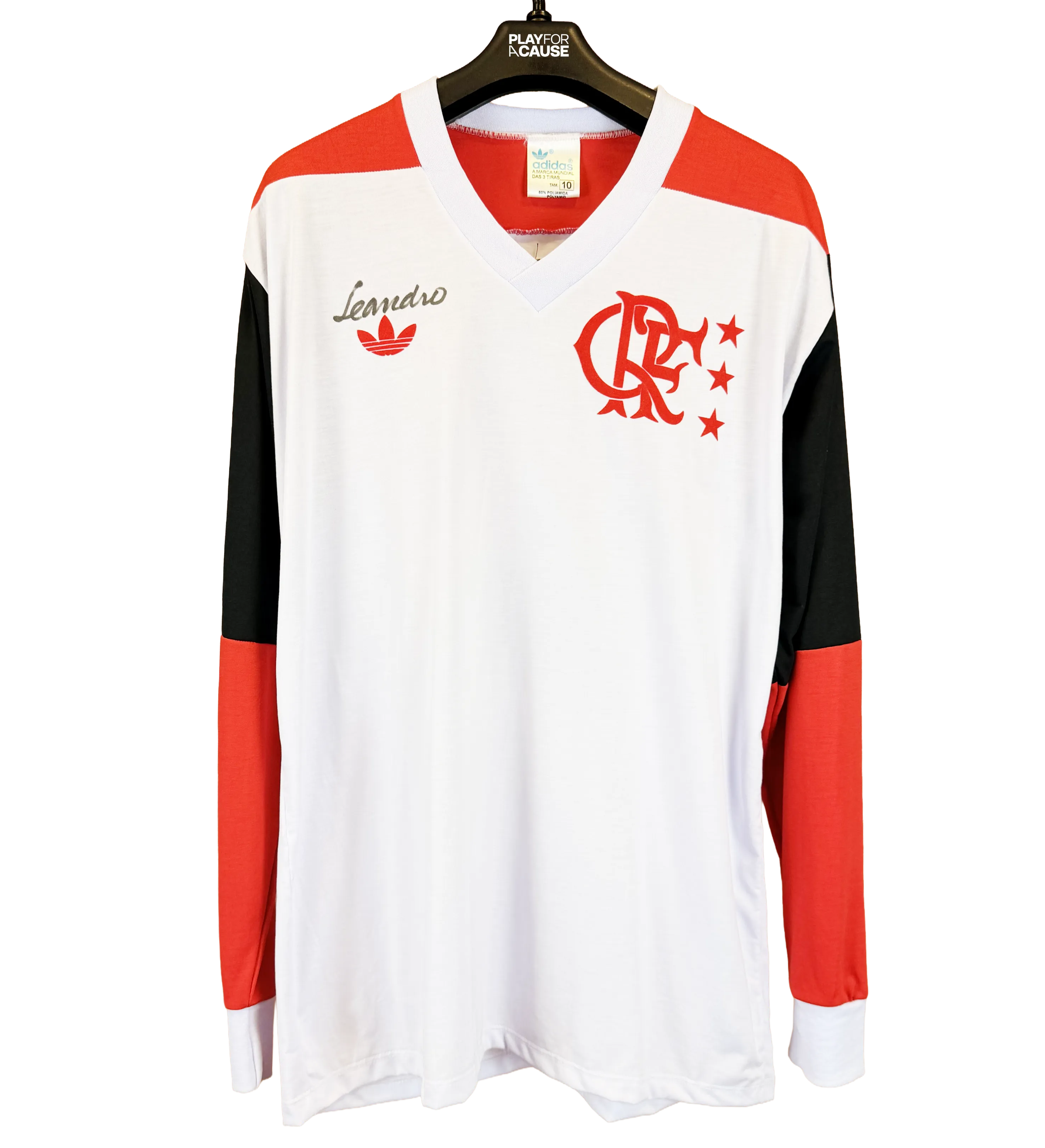 Camisa Flamengo Leandro Réplica Mundial de Clubes 1981 Flamengo 3 x 0 Liverpool Autografada pelo Ídolo Zico — imagem 1 de 3