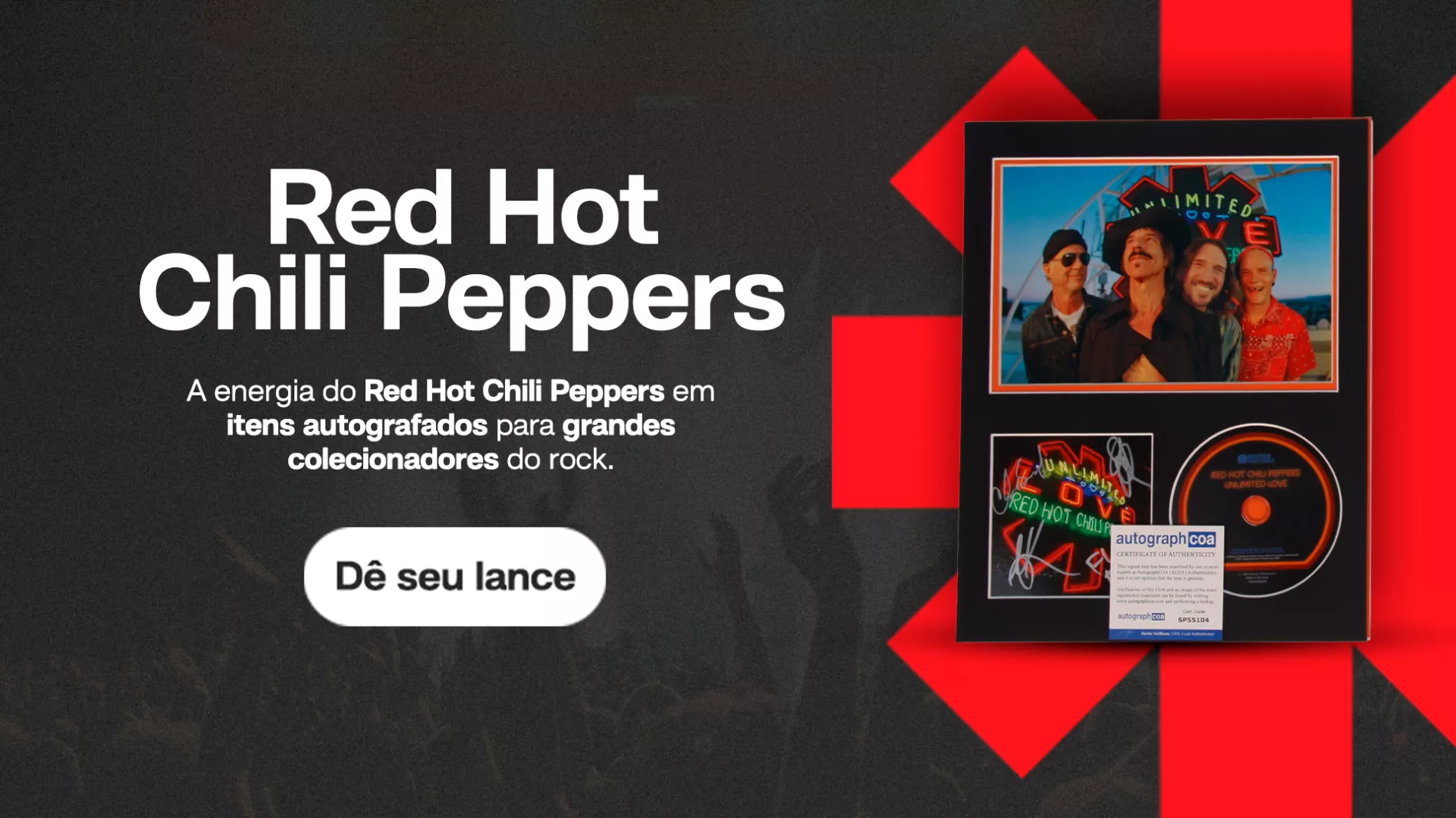 Framed CD Booklet (11 x 14 in) – Red Hot Chili Peppers Unlimited Love – Signed by Anthony Kiedis, John Frusciante, Chad Smith & Flea – ACOA Authentication — logo da campanha